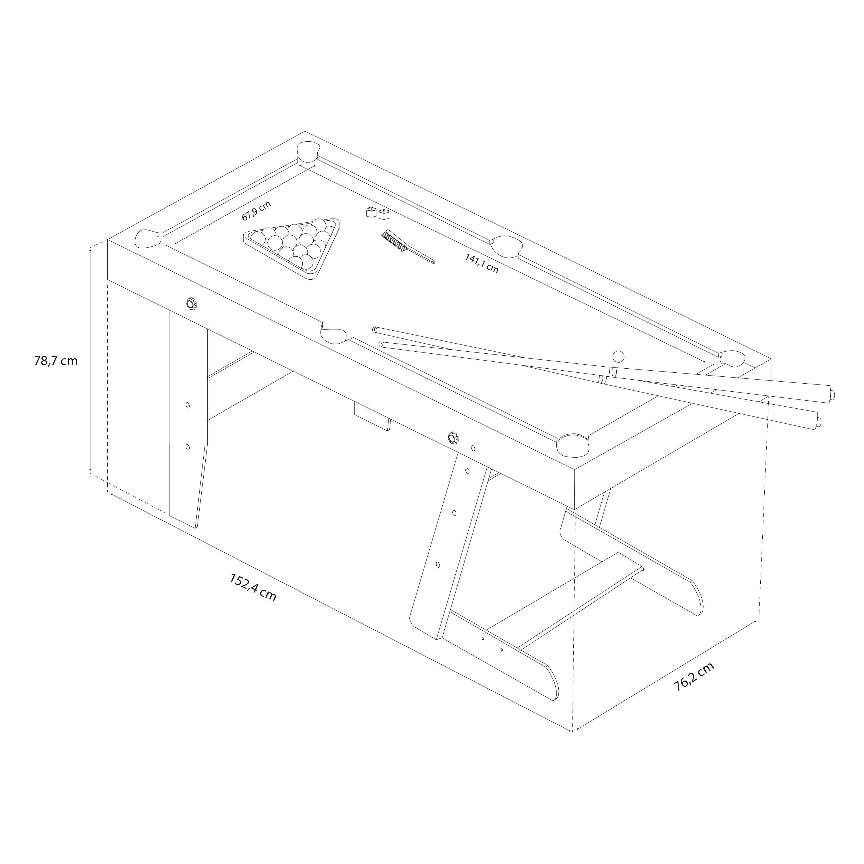Table de Billard, 5ft, Hustle L, Accessoires inclus, Noire/Verte 4/7