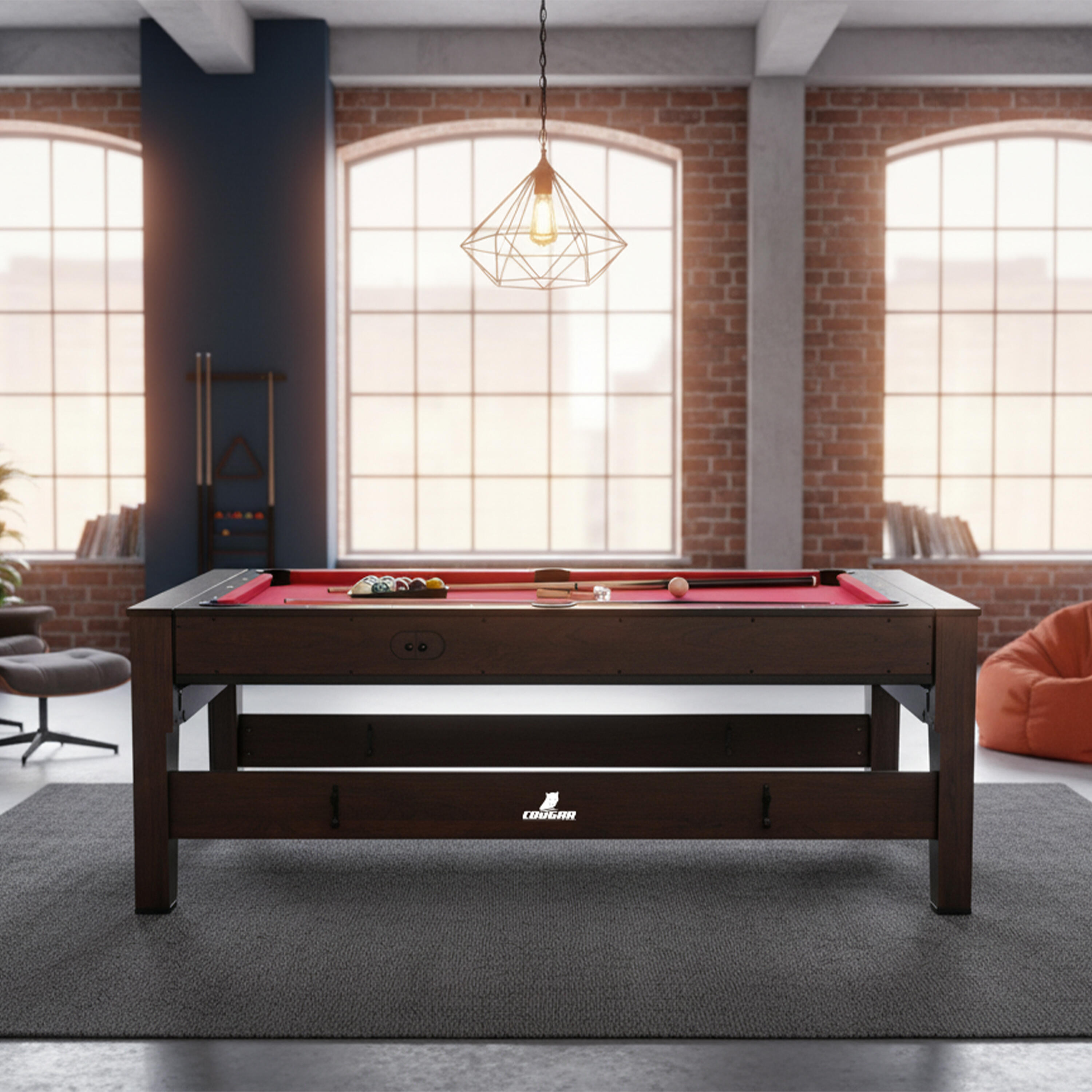Tavolo da biliardo e air hockey Reverso 6ft | Accessori inclusi, marrone 3/7