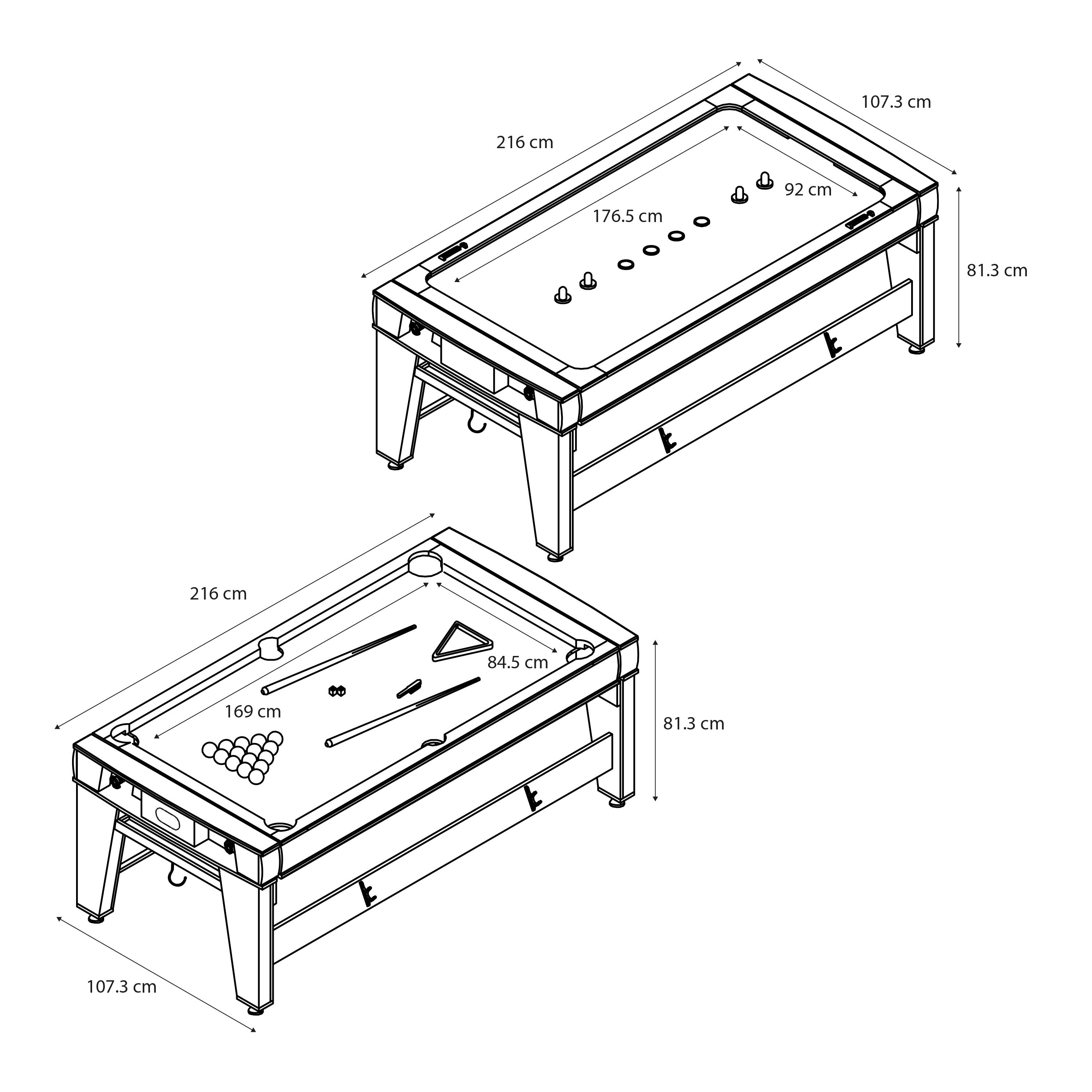 Tavolo da biliardo e air hockey Reverso 6ft | Accessori inclusi, marrone 4/7