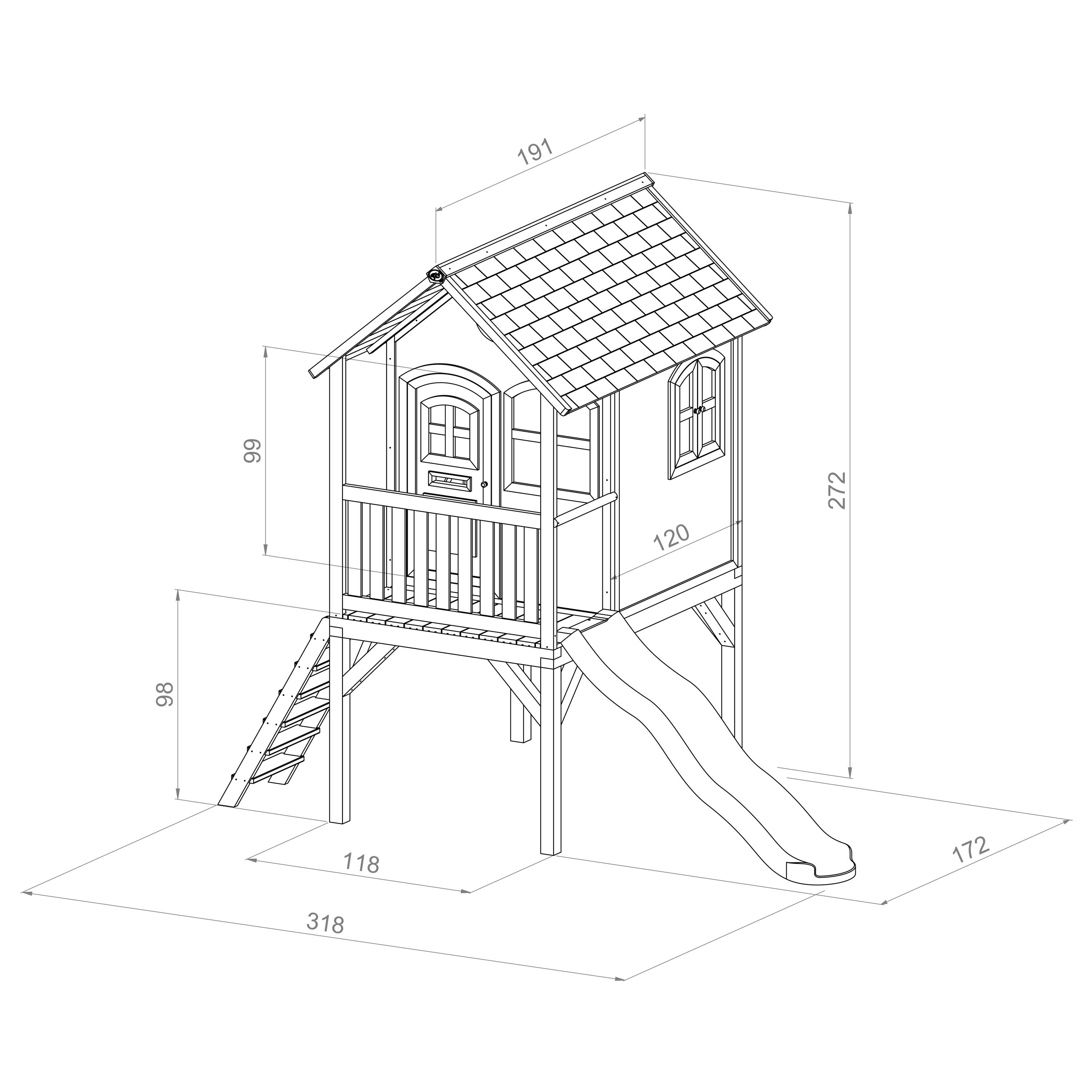 Maisonnette de jardin Laura Marron/Blanche  - Toboggan Bleu 4/7