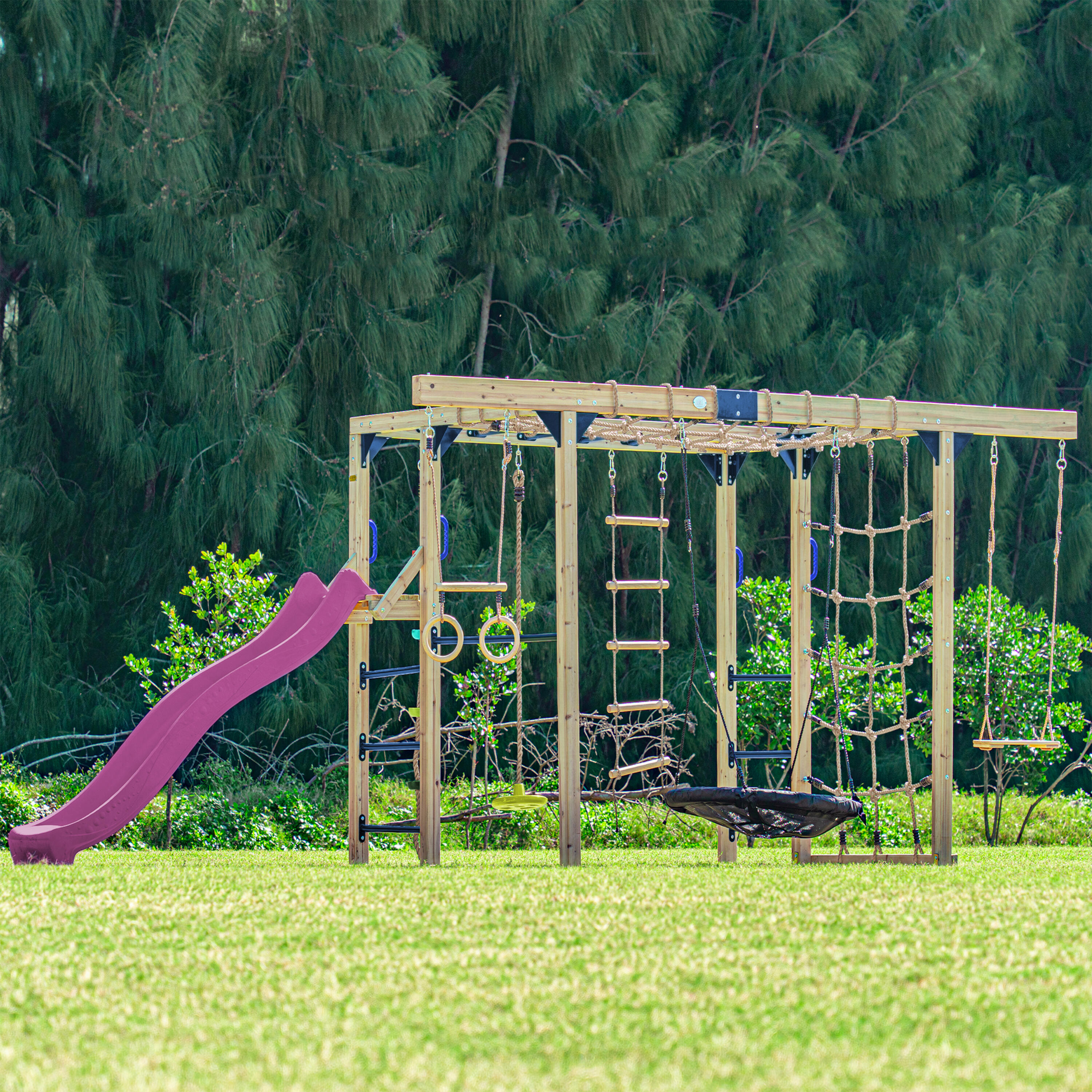Aire de jeux Boris en Bois/Structure d'escalade - Toboggan Violet 6/7