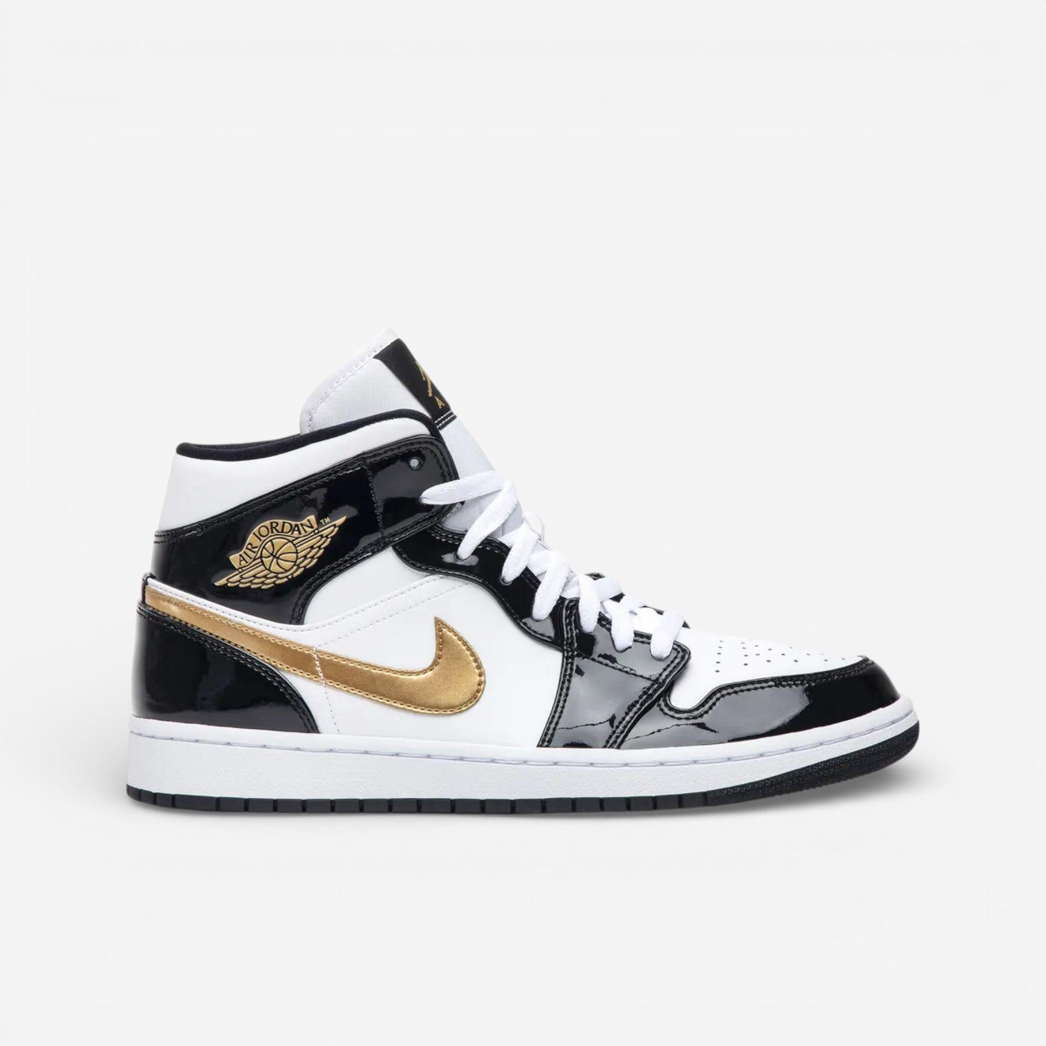 Jordan - Jordan 1 Mid Patent Black White Gold - Baskets - Blanc - Decathlon