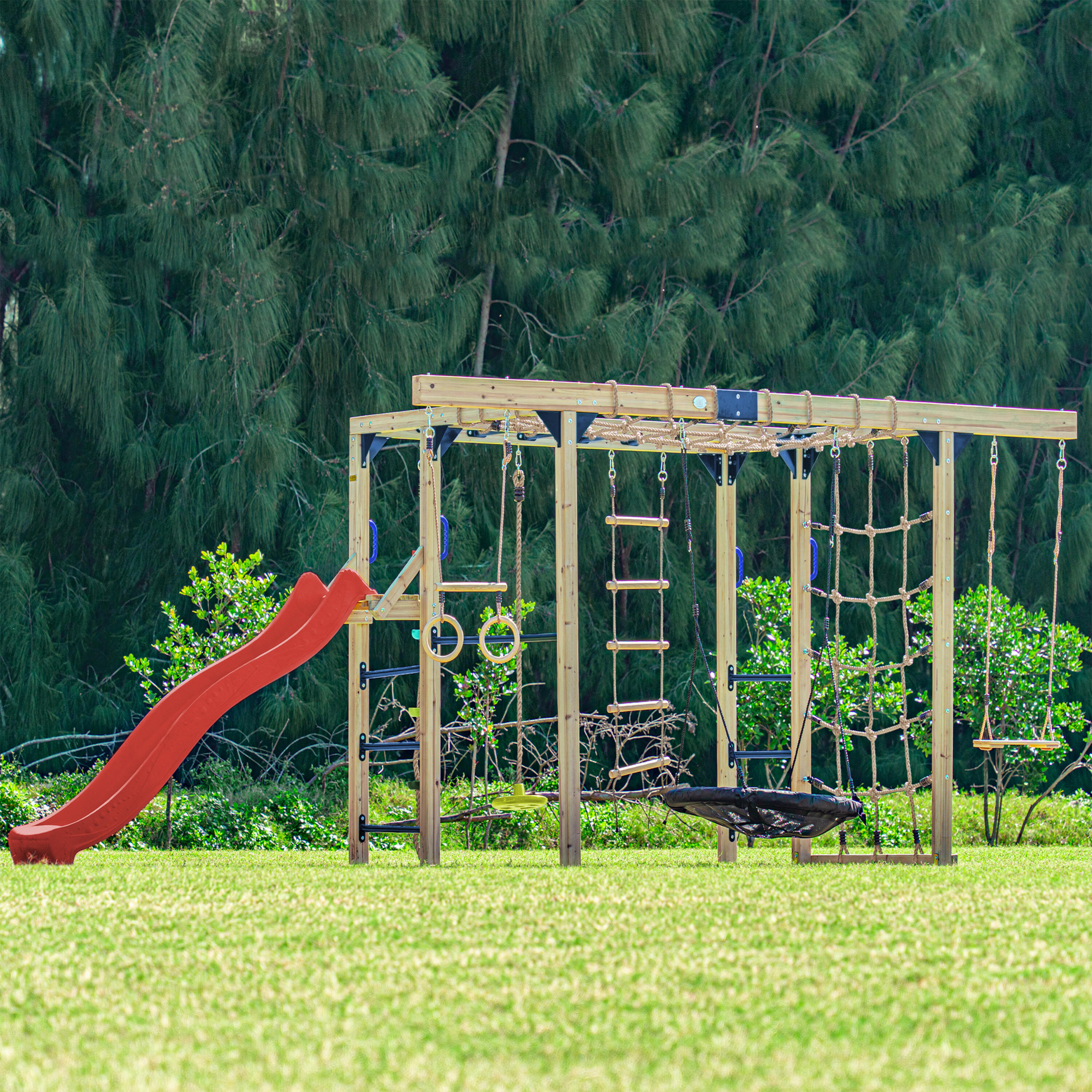 Aire de jeux Boris en Bois/Structure d'escalade - Toboggan Rouge 6/7