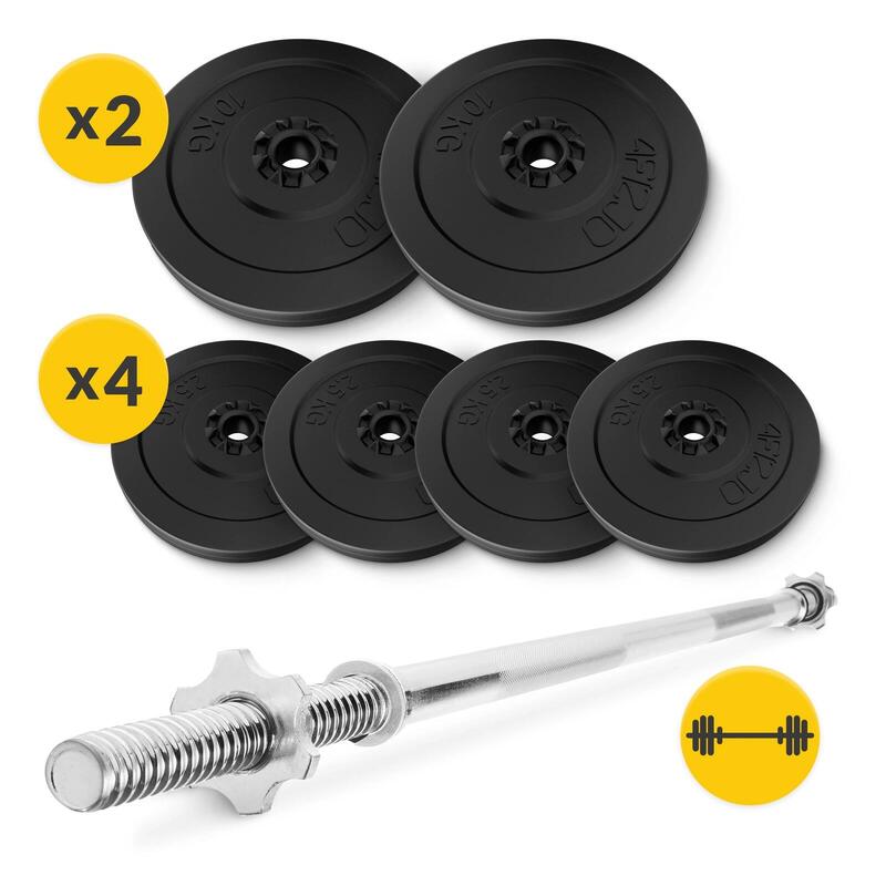 Set culturism bituminos 40 kg + bară dreaptă 180 cm