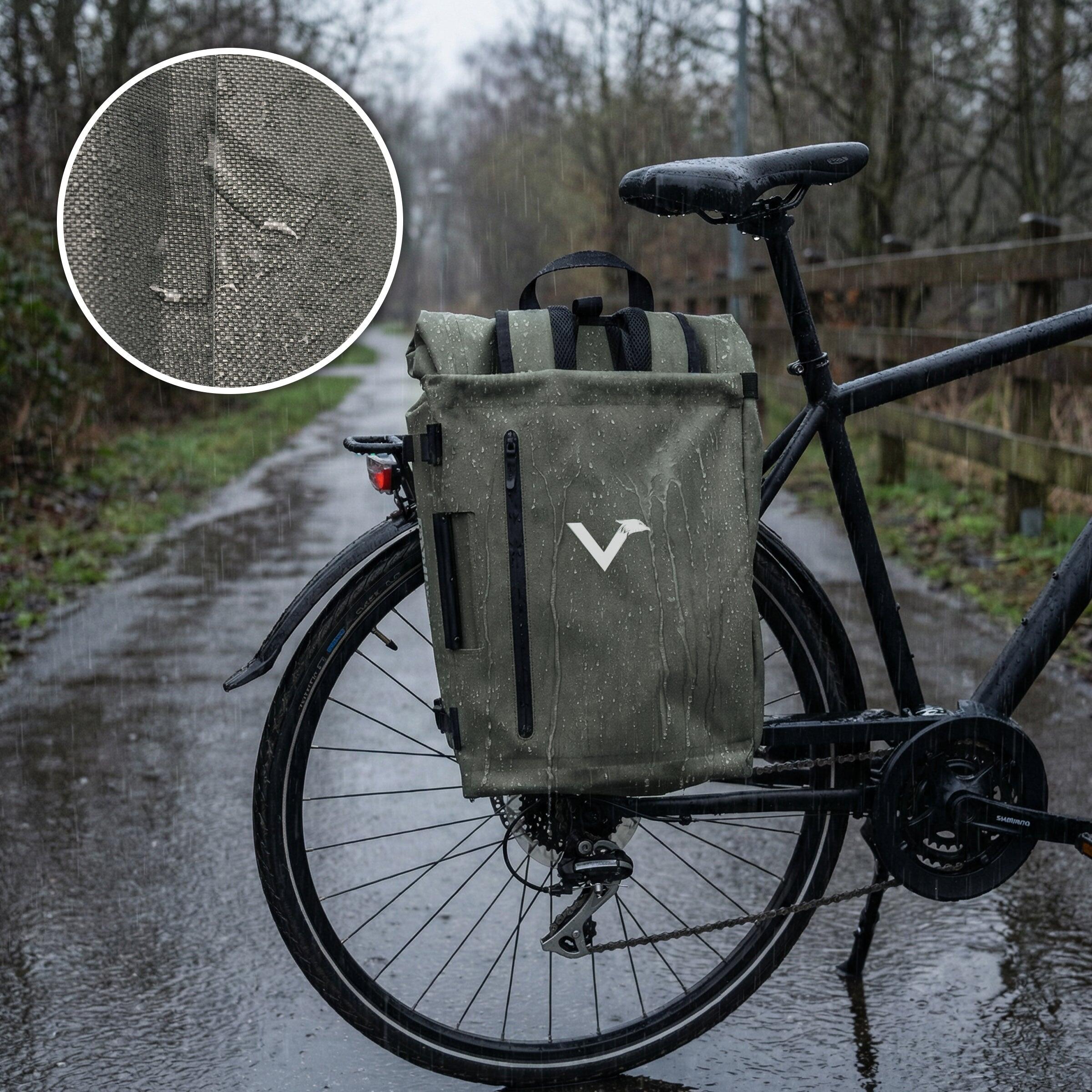 2in1 Fahrradtasche & Rucksack - 28L Wasserdicht - Gepäckträgertasche für E-Bikes 5/8