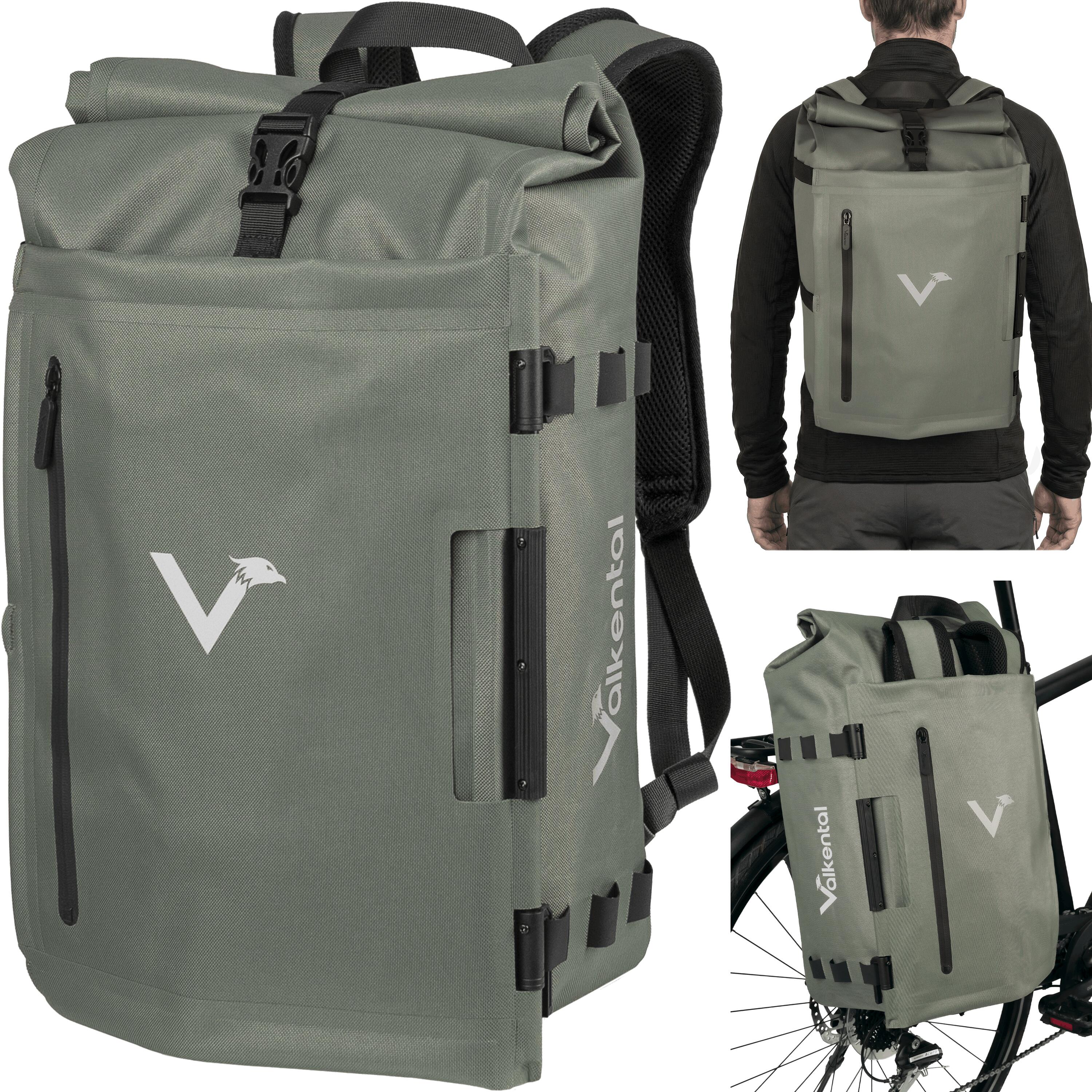 Valkental - Sacoche Vélo 2en1 & Sac À Dos - 28l Imperméable - Porte-bagages Pour E-bik - Sacoche Vélo - Vert - 28 L - Decathlon