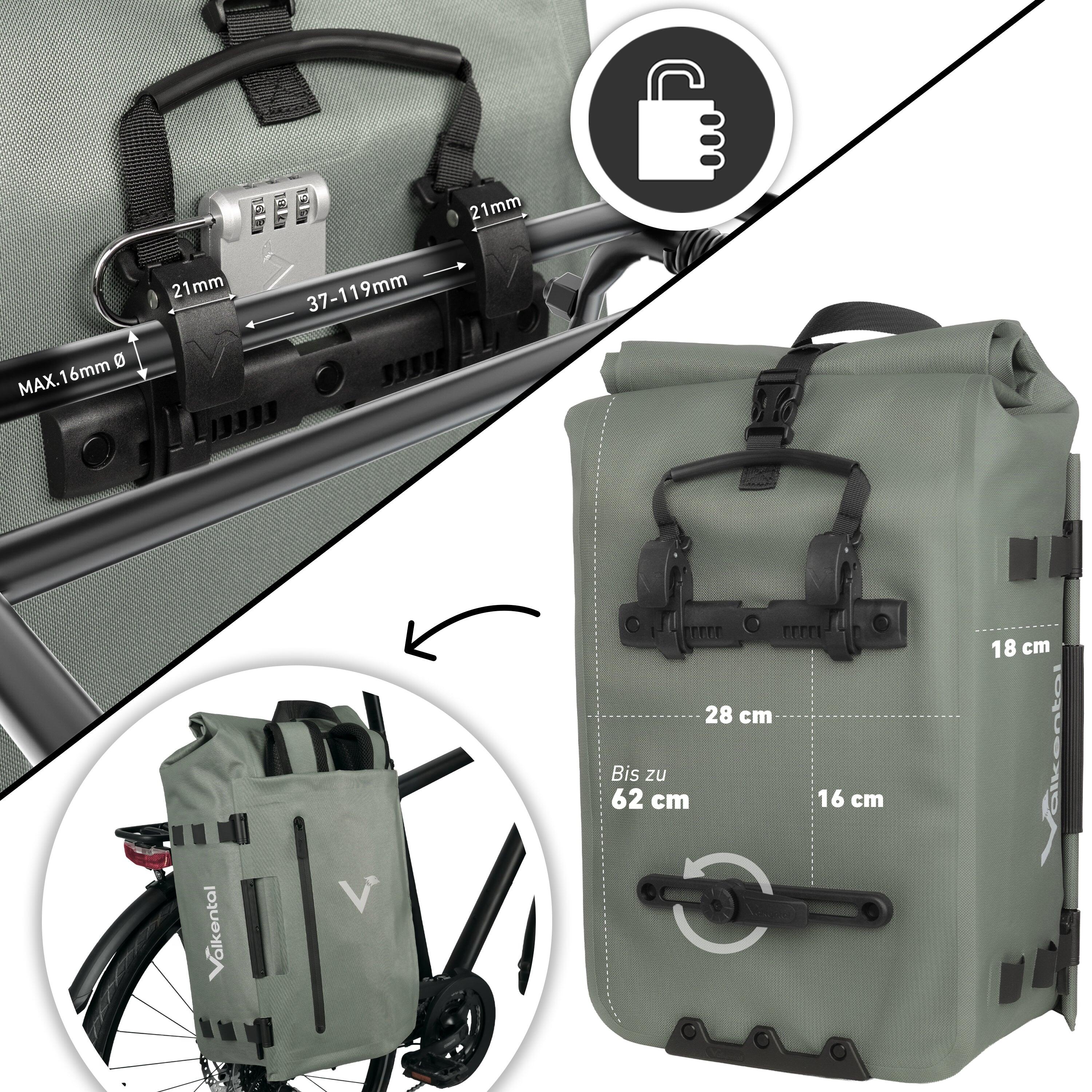 2in1 Fahrradtasche & Rucksack - 28L Wasserdicht - Gepäckträgertasche für E-Bikes 4/8
