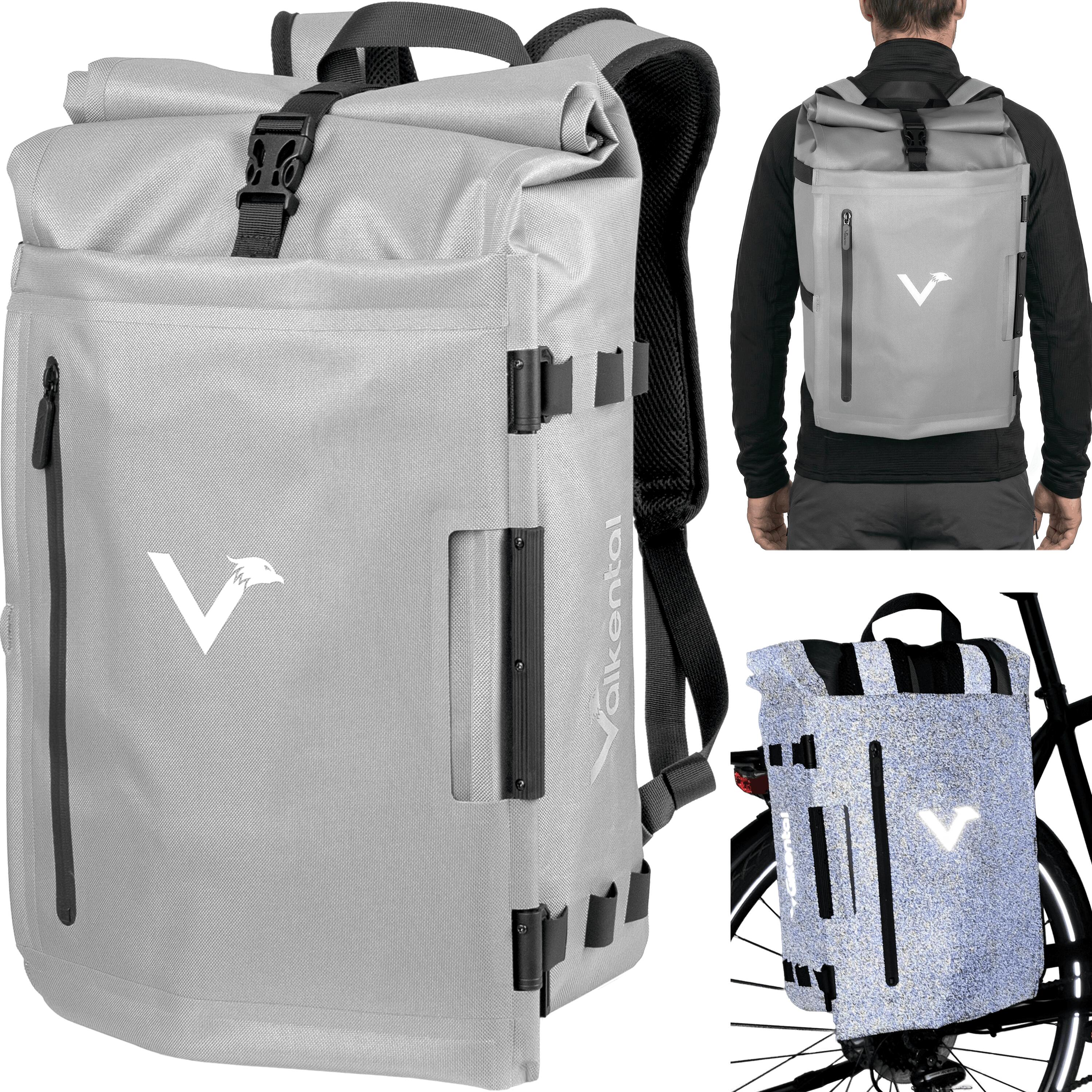 Valkental - Sacoche Vélo 2en1 & Sac À Dos - 28l Imperméable - Porte-bagages Pour E-bik - Sacoche Vélo - Gris - 28 L - Decathlon