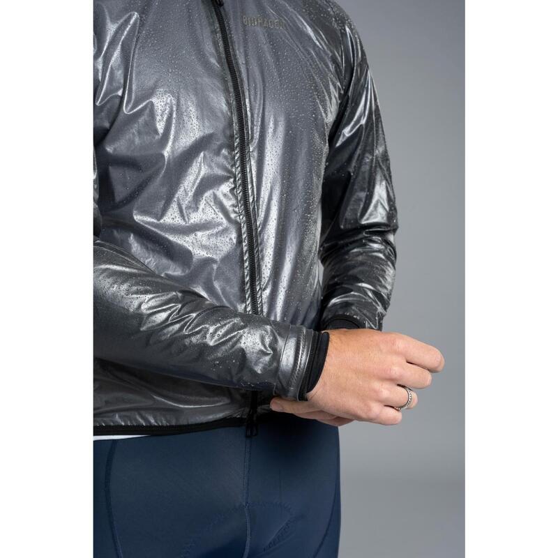 Cycling Rain Jacket Waterproof Breathable Compact Unisex - Rainy Black