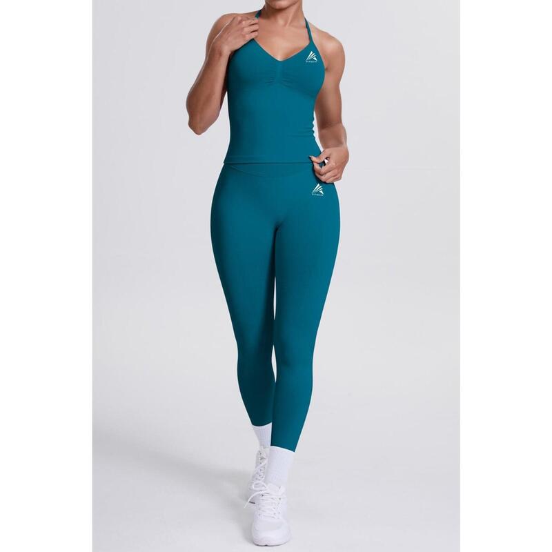 Bustiera FITSKIN V-Form Longline Midnight Green
