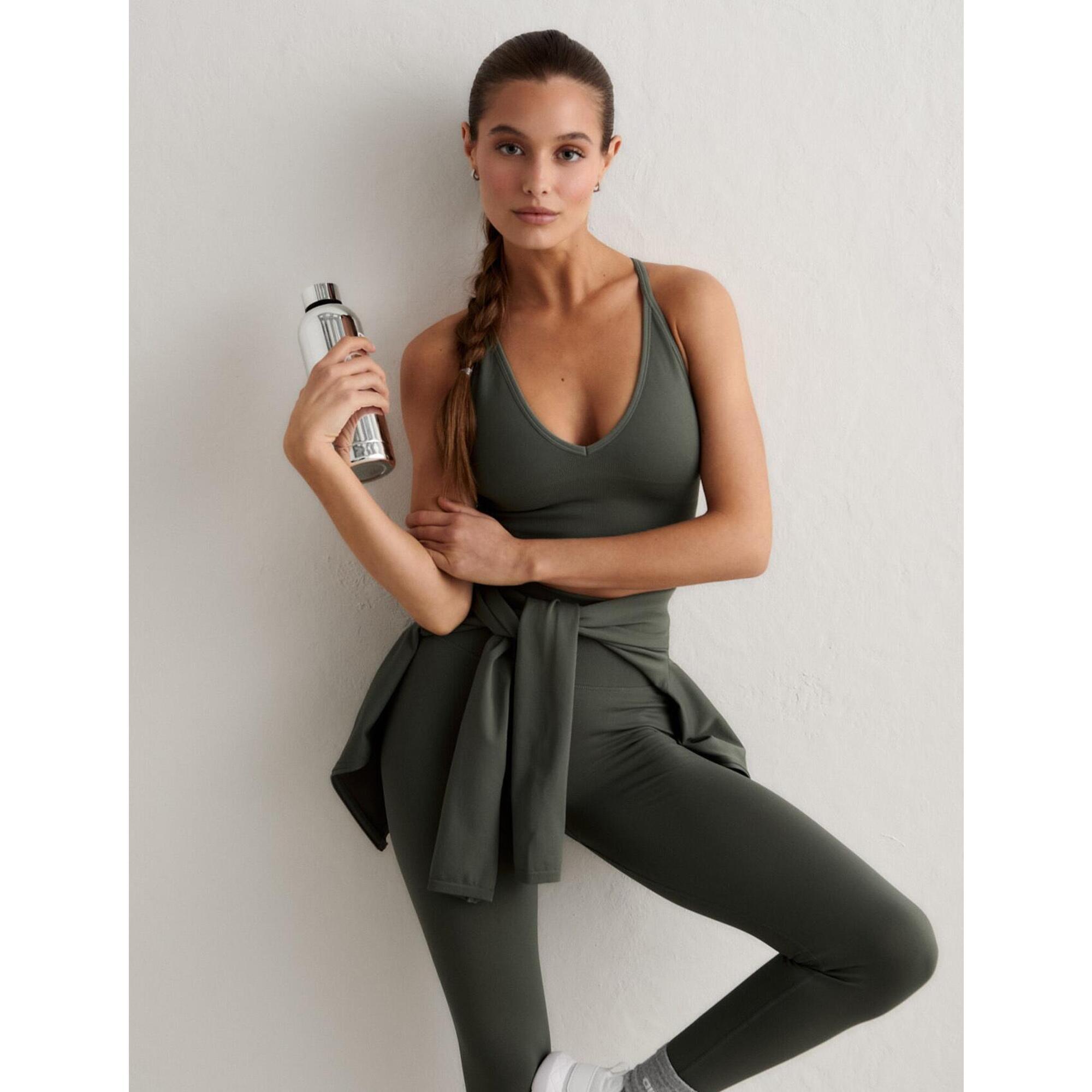 Aim'n - Femme Soutien-gorge De Sport Sans Couture Dos Croisé Bralette Vert Lierre - Brassière - Vert - Decathlon