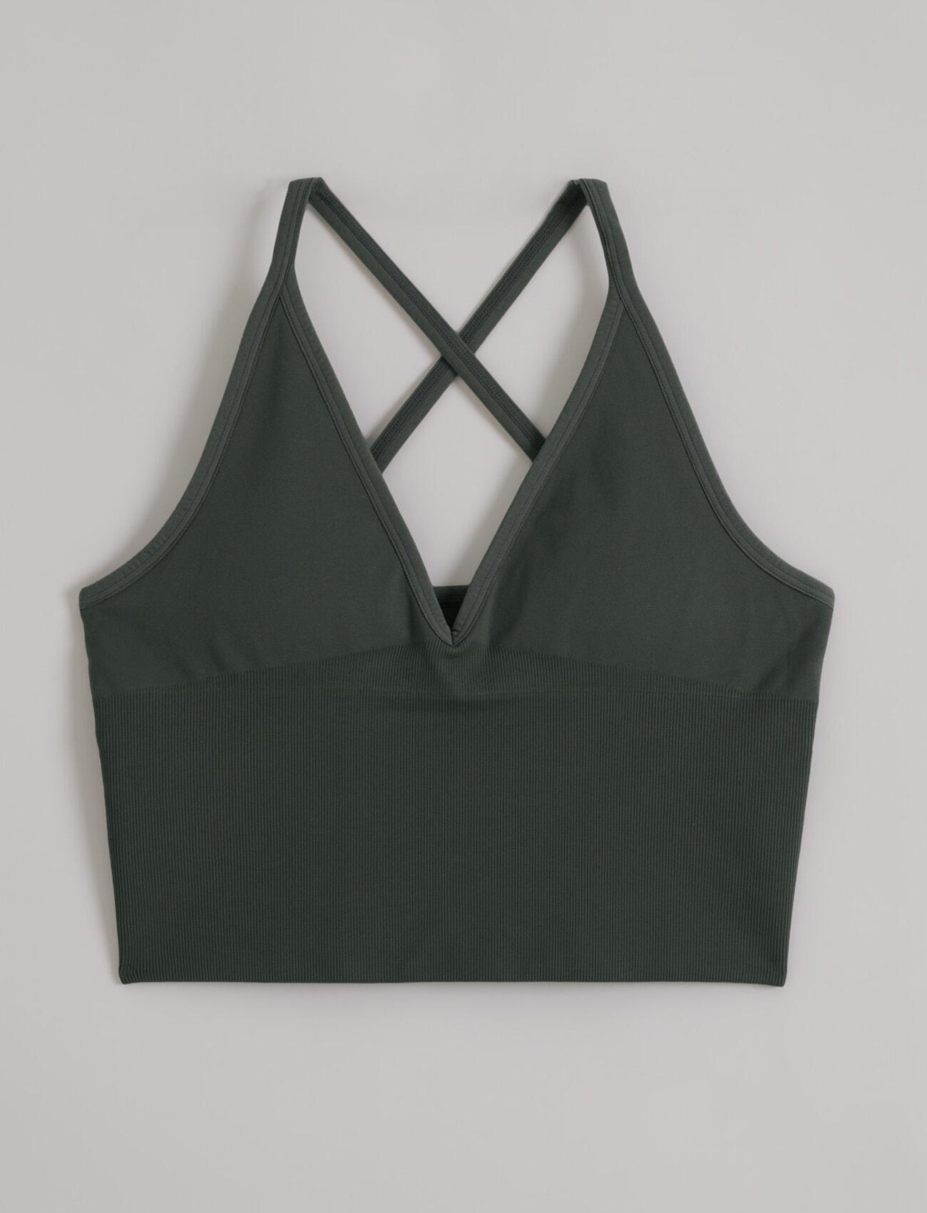 Femme Soutien-gorge de sport Sans Couture Dos Croisé Bralette Vert Lierre 6/6