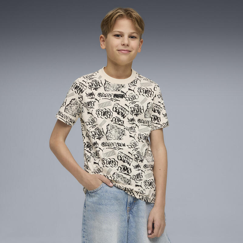 Tricou copii imprimeu grafic Mid 90s, alb PUMA