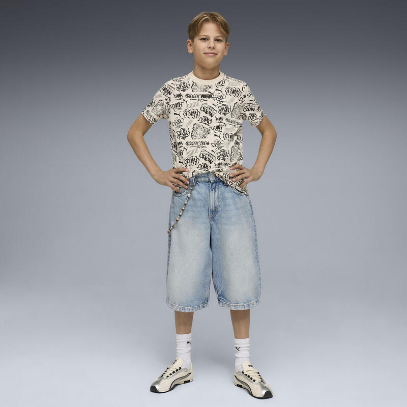 Tricou copii imprimeu grafic Mid 90s, alb PUMA