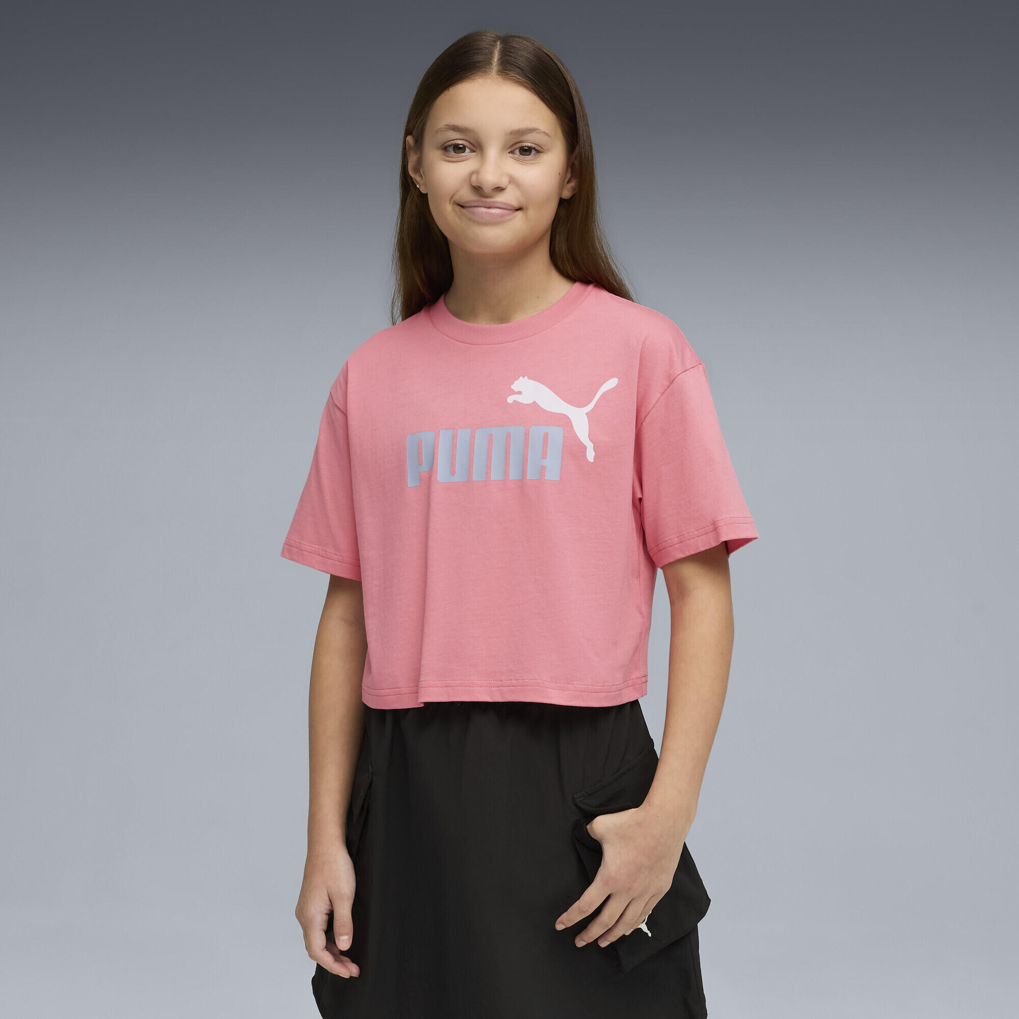 Młodzieżowa krótka koszulka Essentials 2 Colour z logo PUMA No. 1 PUMA