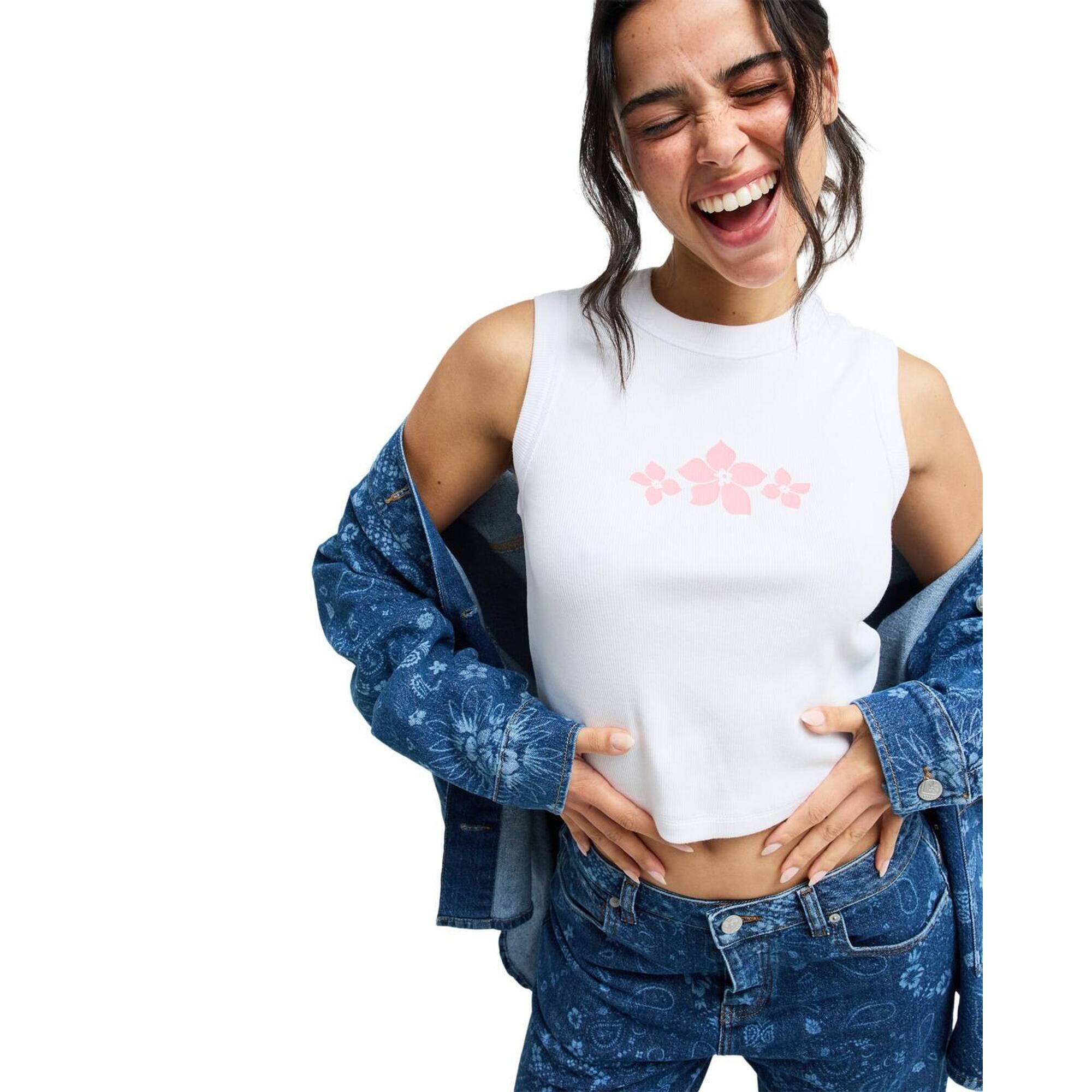 Roxy - Débardeur Iconic Days Blanc Femme - T-shirt Manches Courtes - Blanc - Decathlon