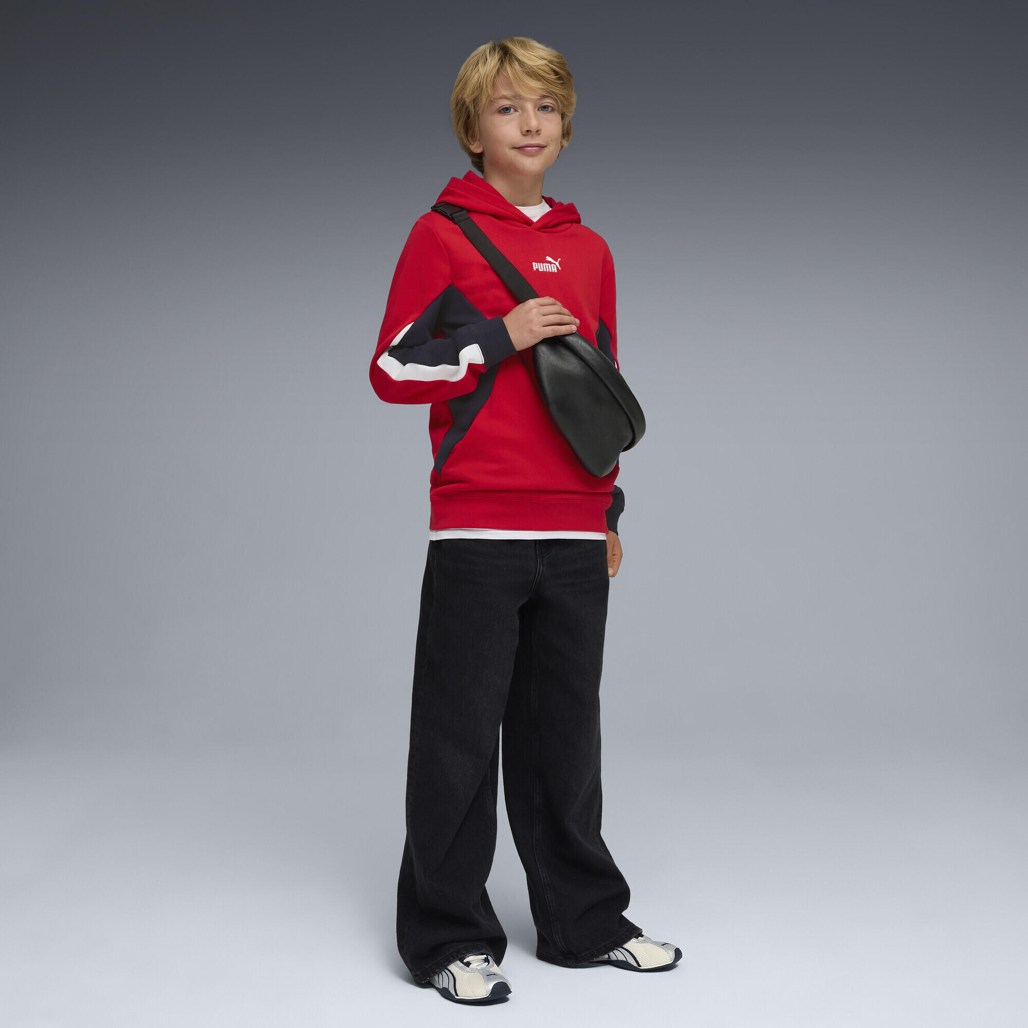 Felpa con cappuccio Essentials Block per ragazzi PUMA 3/4