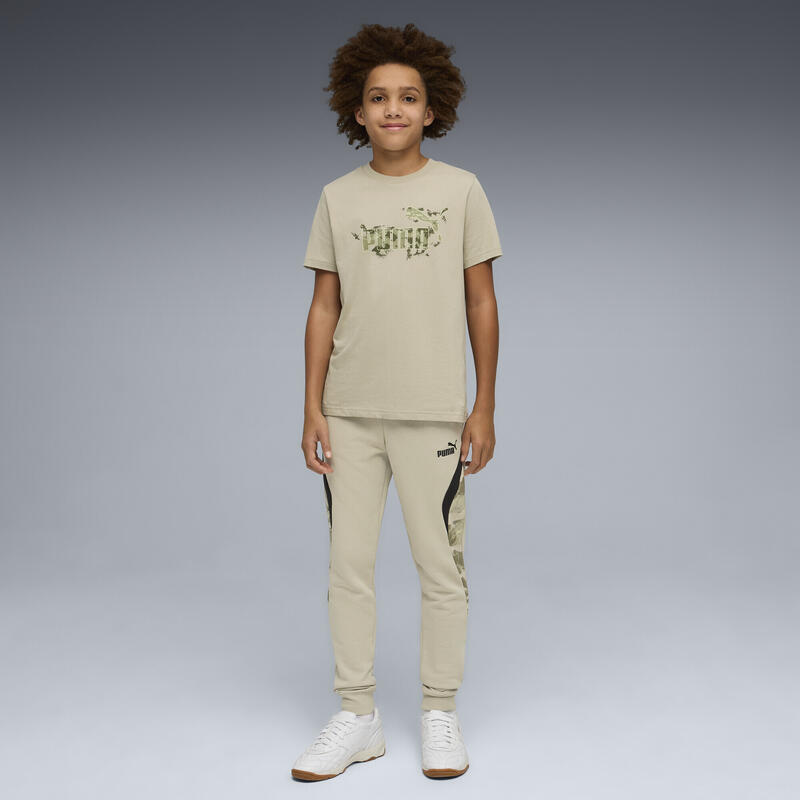 Pantalon copii camuflaj talie elastică Essentials Camo, bej PUMA