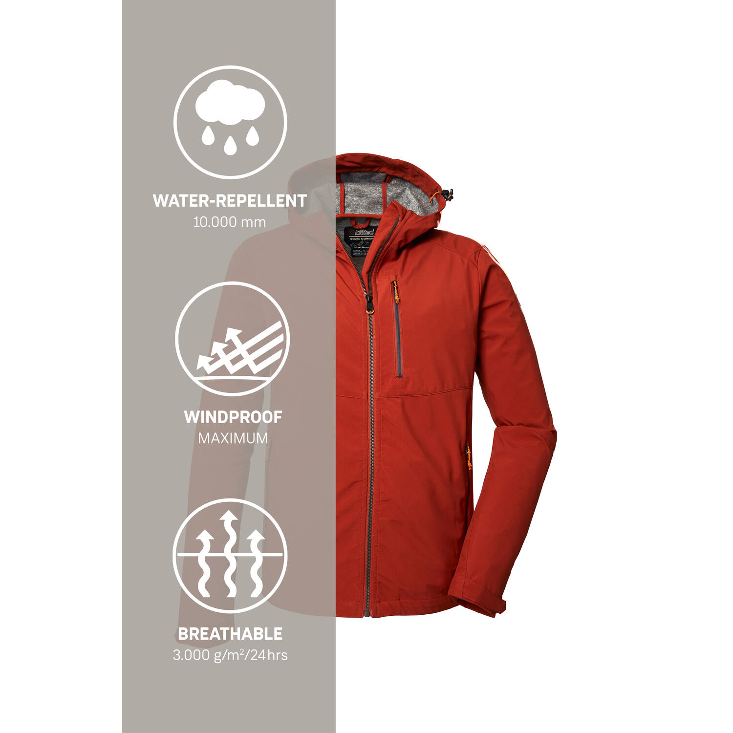Killtec Softshelljacke Herren Wasserabweisend mit Kapuze leicht 6/7