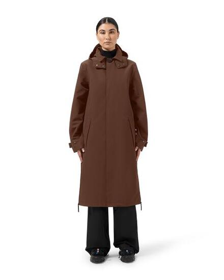 Wasserdichter Mac Mantel Damen – marron wengé L