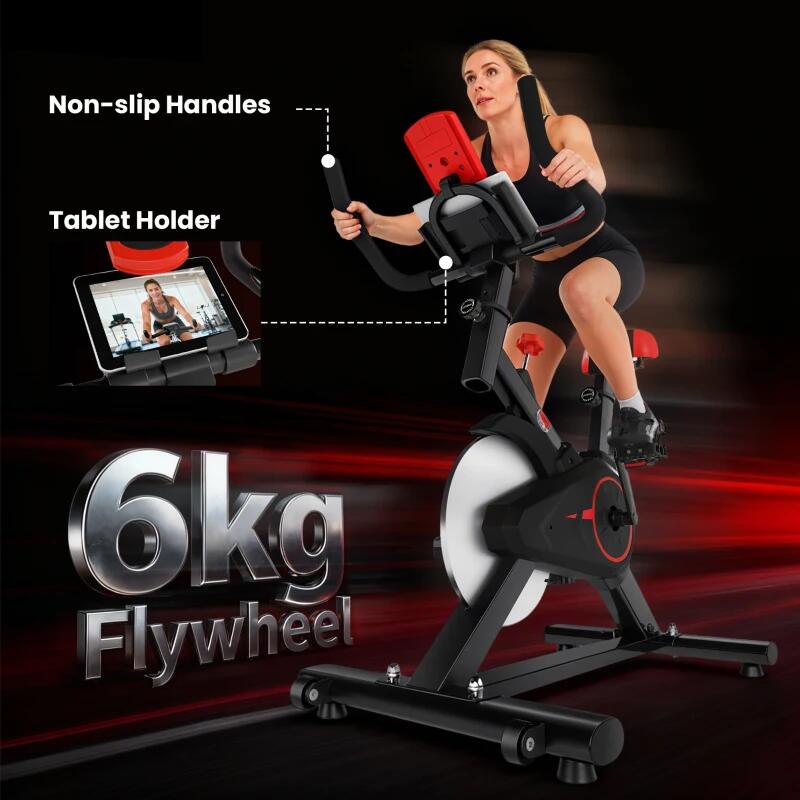 Bicicleta estática HOMCOM con pantalla LCD y sensor de frecuencia cardíaca 3/6