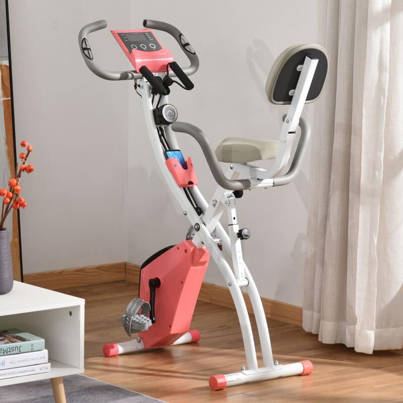 Bicicleta estática plegable HOMCOM, 8 niveles de resistencia magnética 2/5