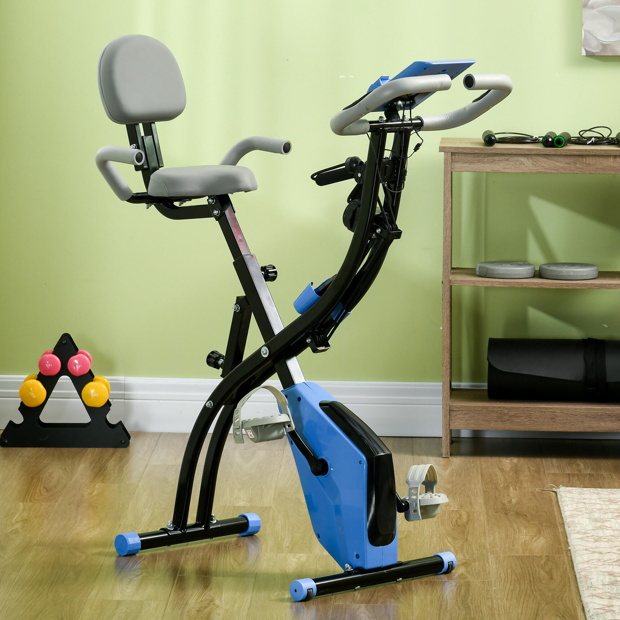 Vélo d'appartement pliable HOMCOM, 8 niveaux de résistance magnétique 2/4