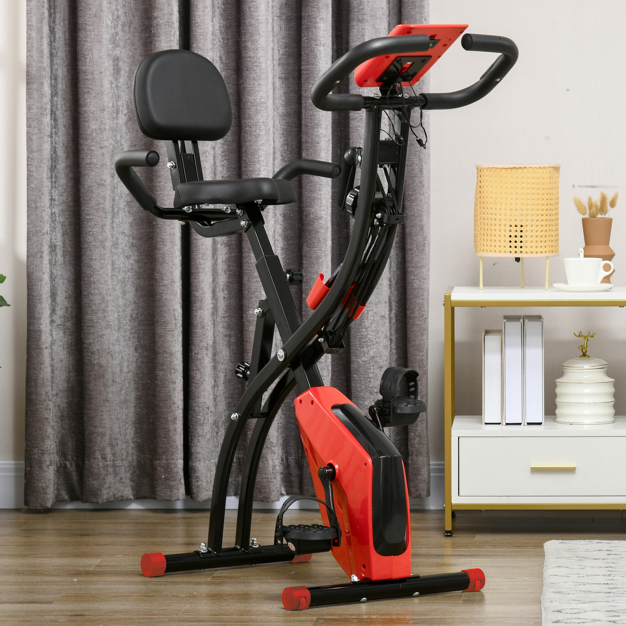 Bicicleta estática plegable HOMCOM, 8 niveles de resistencia magnética 2/4