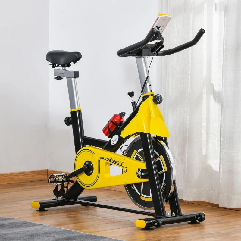 Bicicleta estática HOMCOM Fitness con pantalla LCD multifuncional 5/7