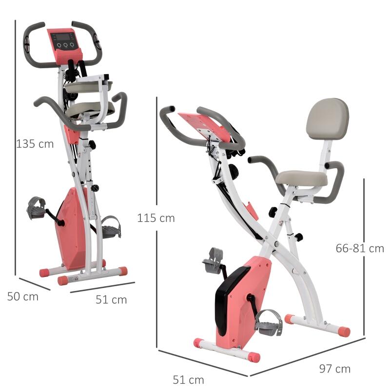Bicicleta estática plegable HOMCOM, 8 niveles de resistencia magnética 5/5