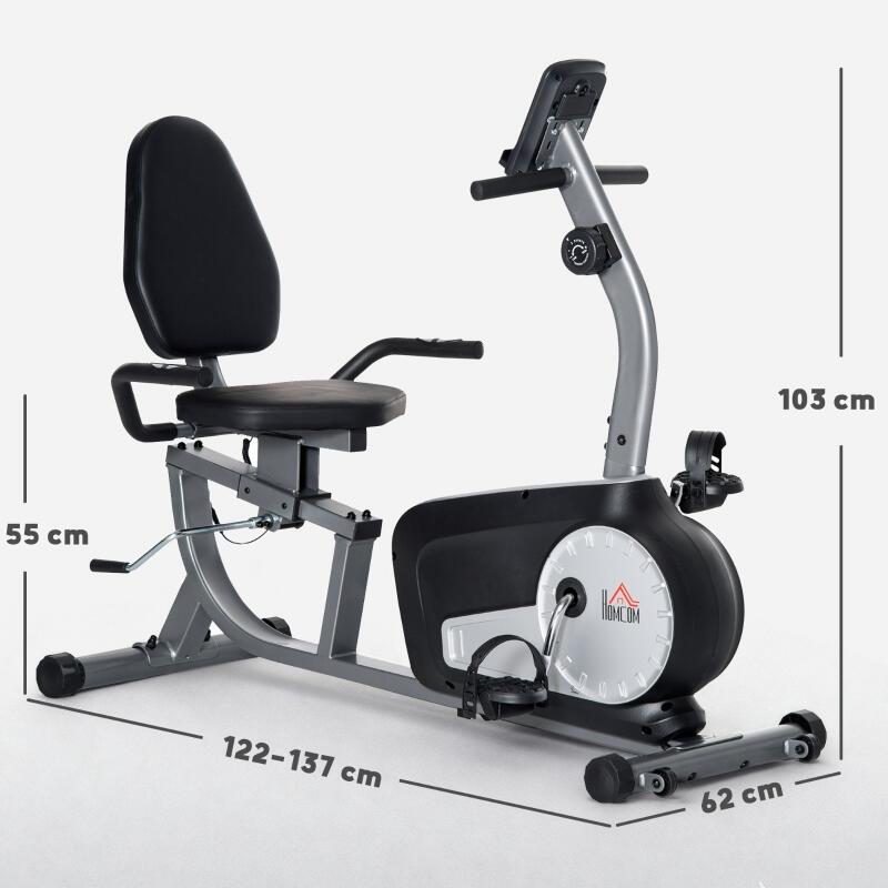 Bicicleta de Ejercicios Semi-Reclinada HOMCOM, 8 Niveles de Resistencia 5/7