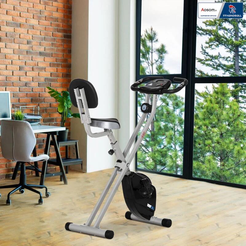 Bicicleta de ejercicio plegable HOMCOM con 8 niveles de resistencia magnética 4/6