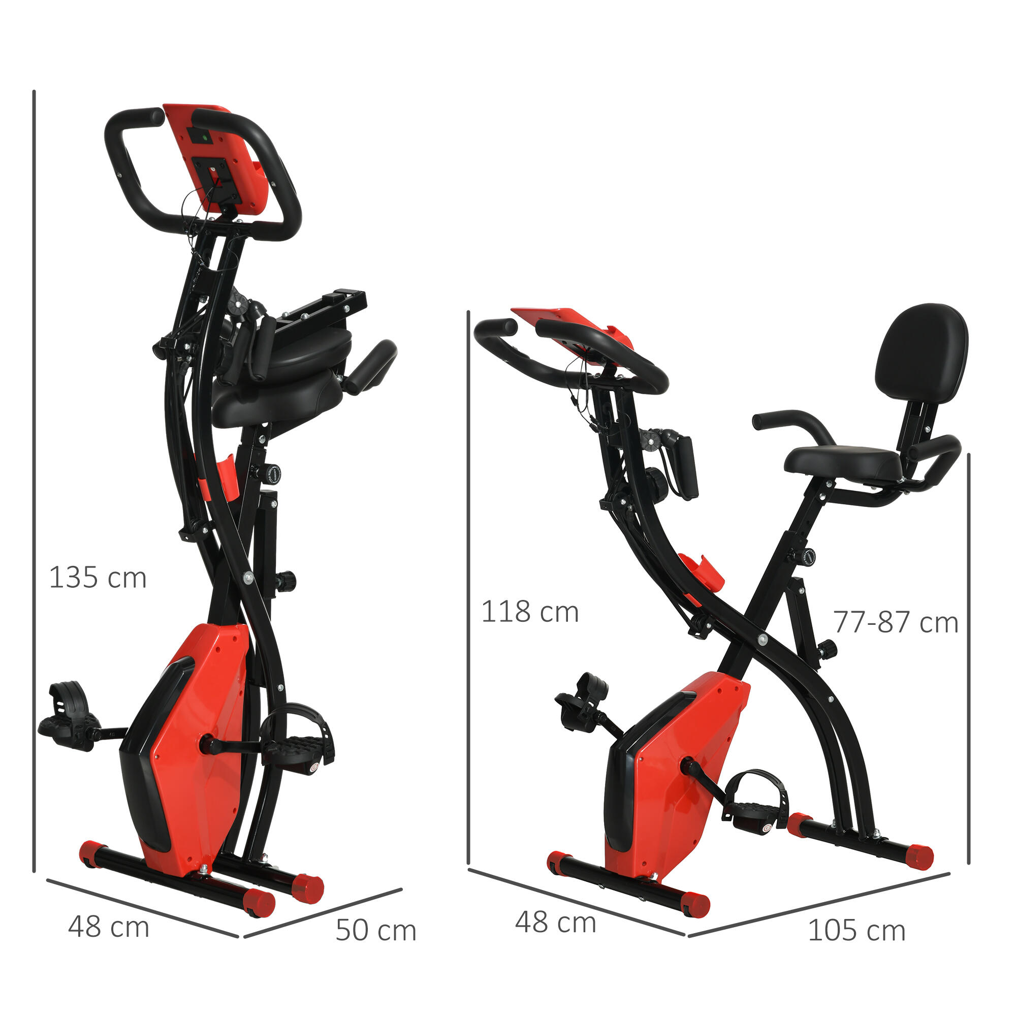 Bicicleta estática plegable HOMCOM, 8 niveles de resistencia magnética 4/4