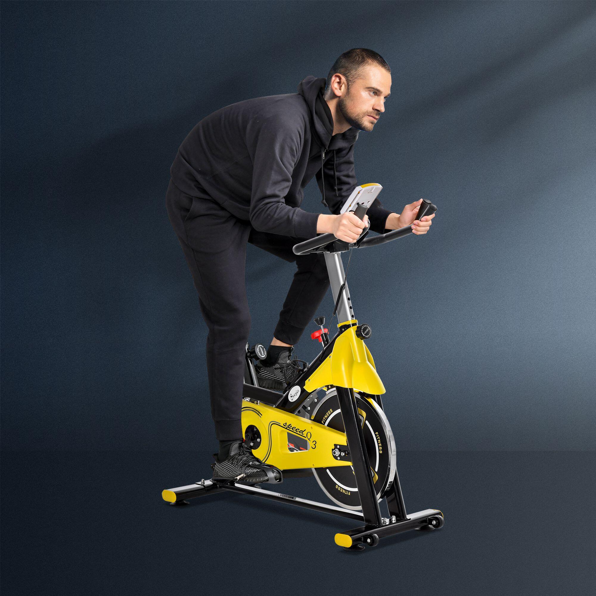 Bicicleta estática HOMCOM Fitness con pantalla LCD multifuncional 7/7