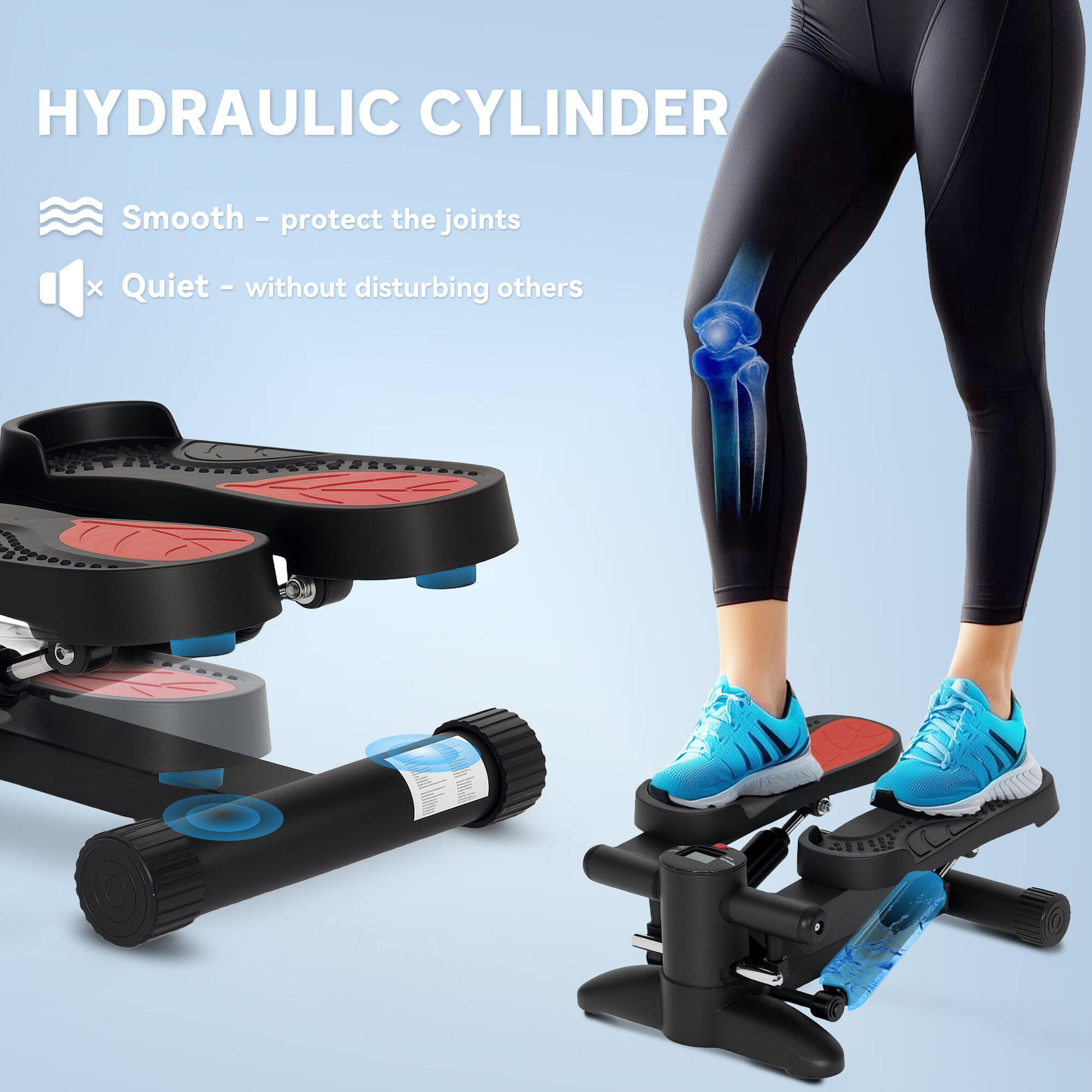 SPORTNOW Stepper Compatto per Allenamento, Fitness-Stepper con Monitor LCD 3/7
