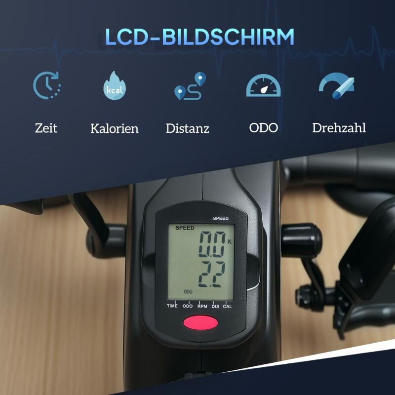 Mini trenažér, sada pedálů, 8 úrovní odporu, LCD displej 5/7