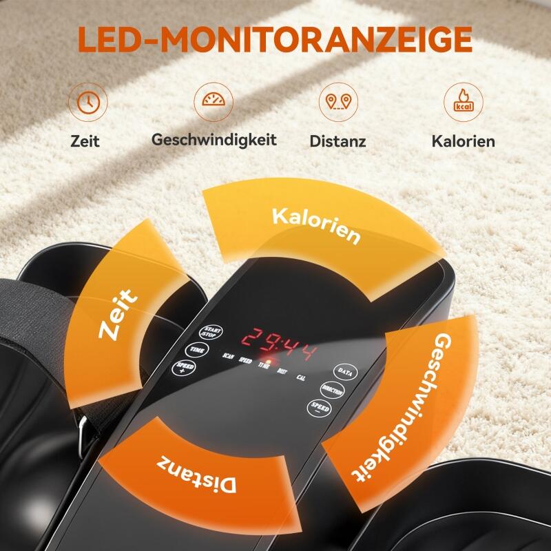 Mini pedálový trenažér, 12 rychlostí, LED displej, dálkové ovládání 6/7
