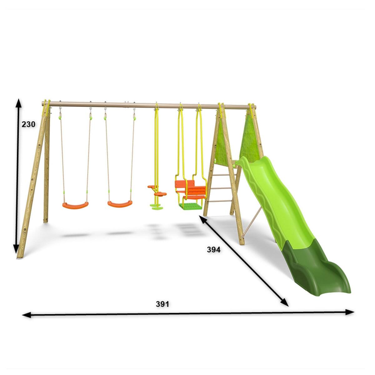 Portique bois métal Kaheco 2,30 m 8 enfants Trigano 3/6