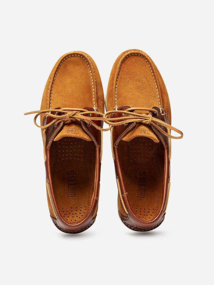 Chaussures bateau homme PHENIS Caramel / Acajou 3/4