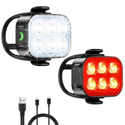 Kit luci bici anteriore e posteriore LED USB – Set luci bici