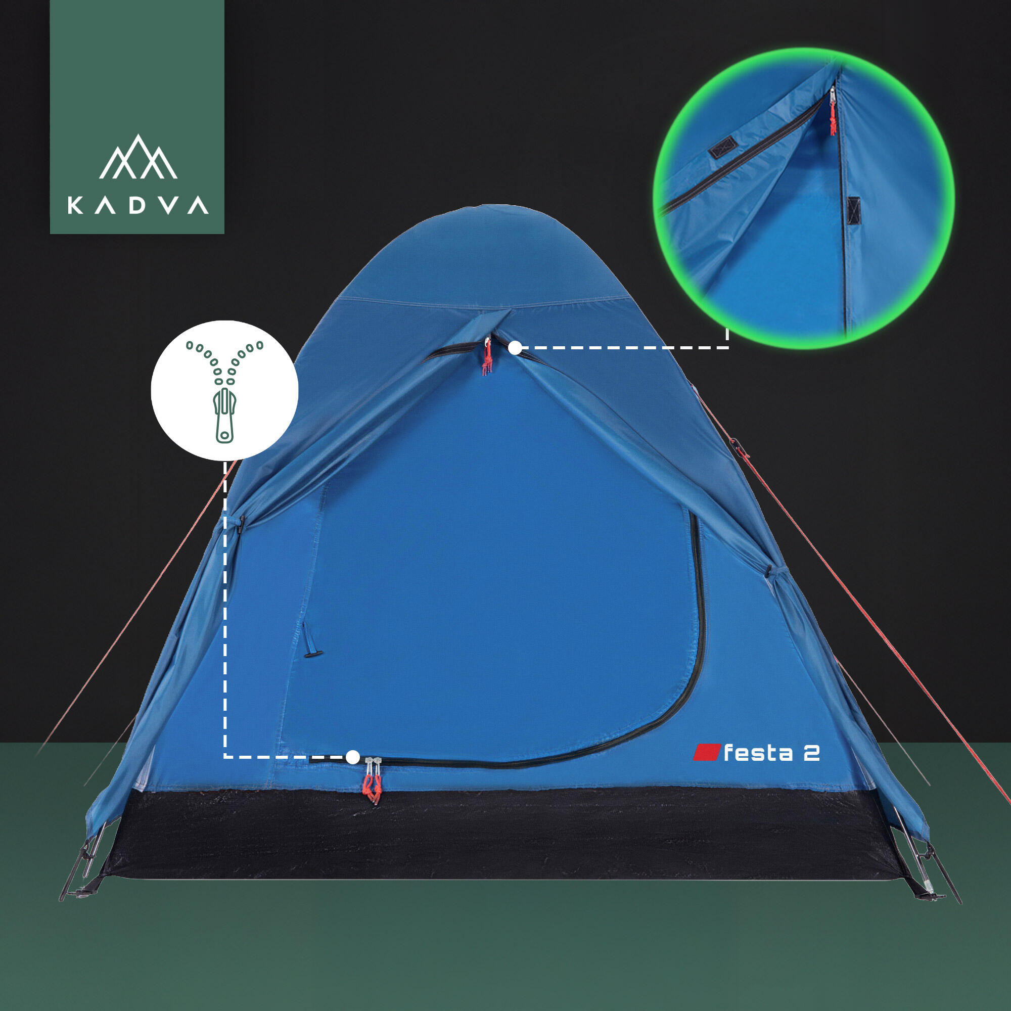 KADVA Festa 2 barraca de acampamento para 2 pessoas 6/7