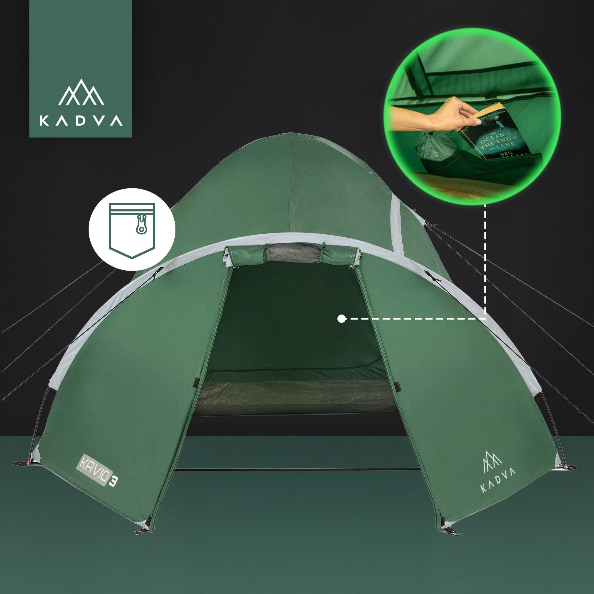 Tente de camping 3 places KADVA Kavio 3 6/7