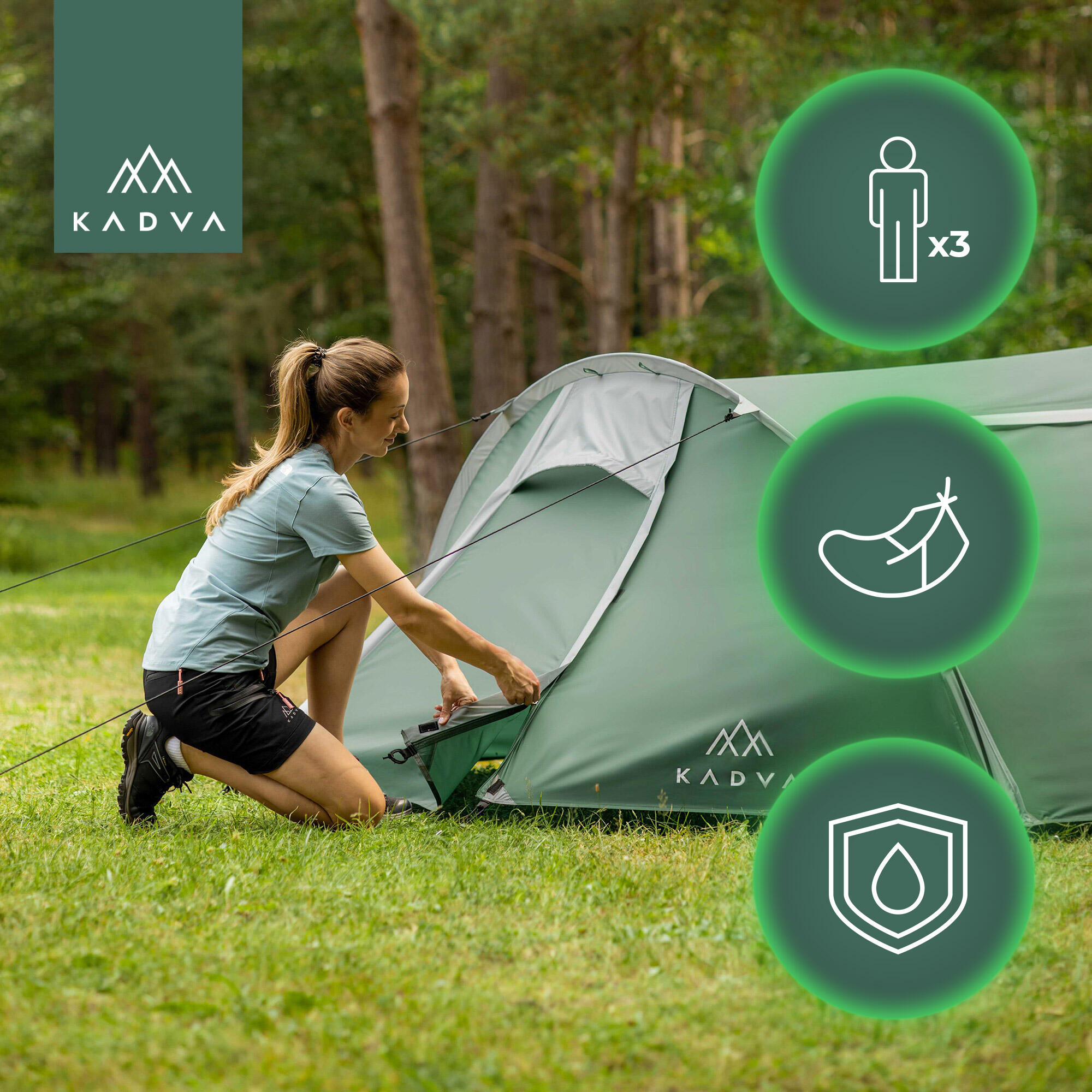 Tente de camping 3 places KADVA Kavio 3 3/7