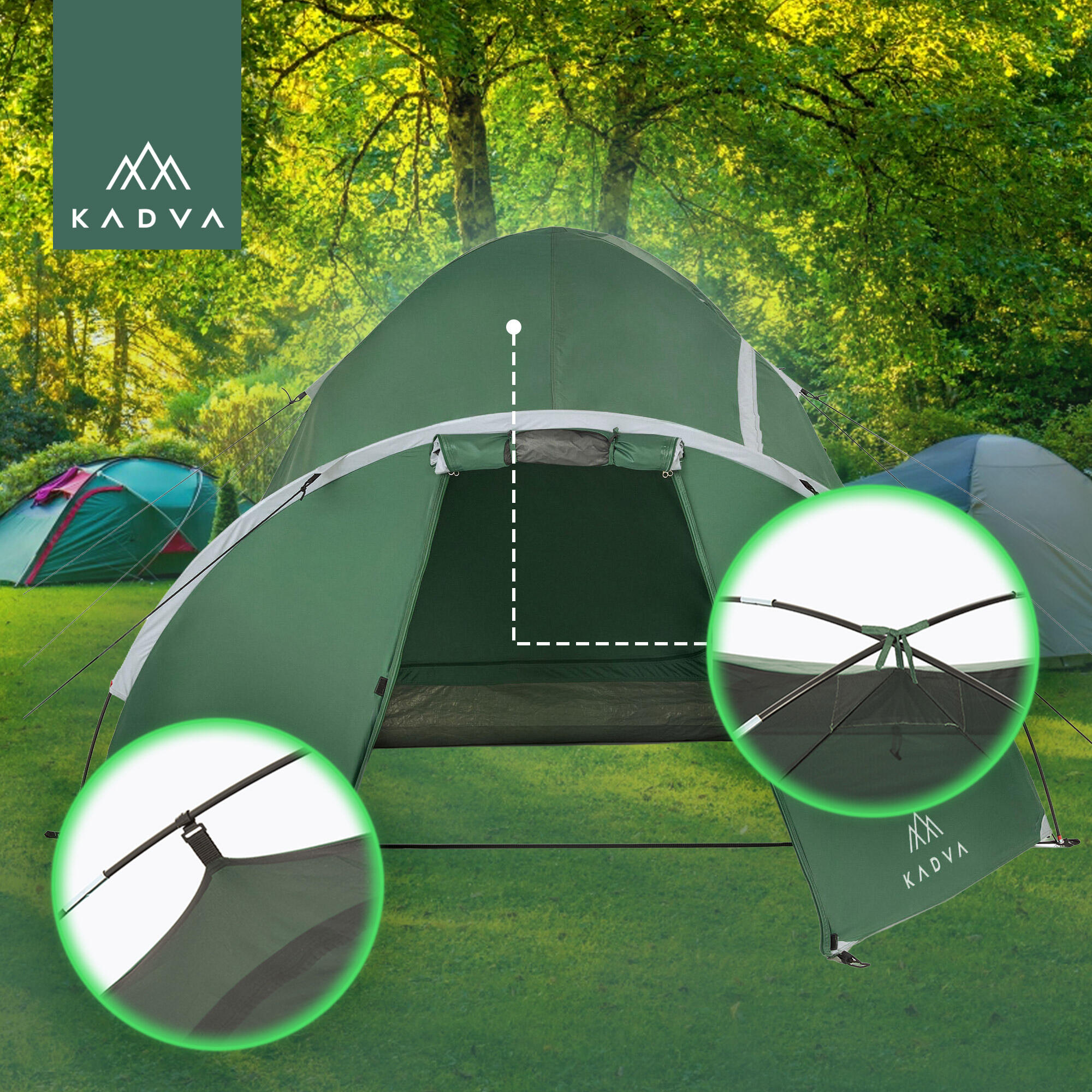 Tente de camping 3 places KADVA Kavio 3 5/7