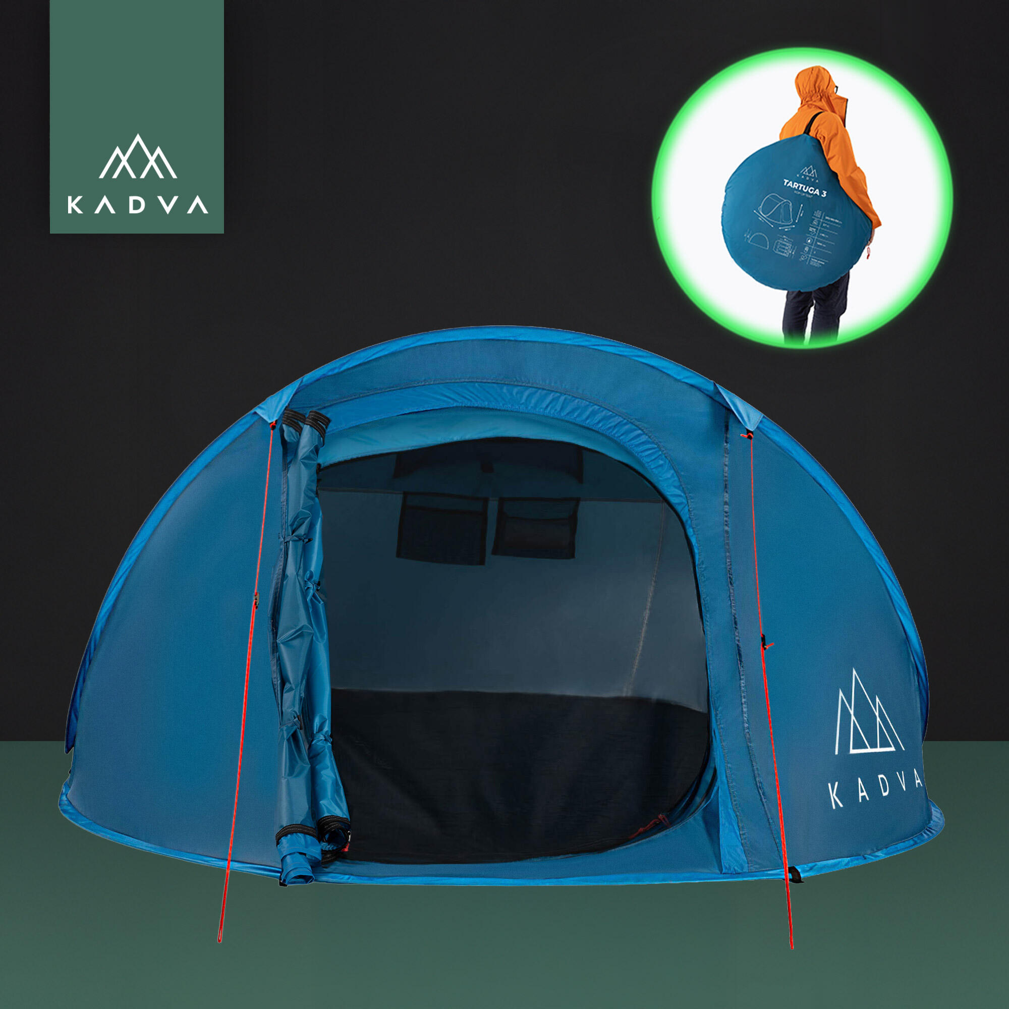 KADVA Tartuga 3 barraca de acampamento para 3 pessoas 7/7