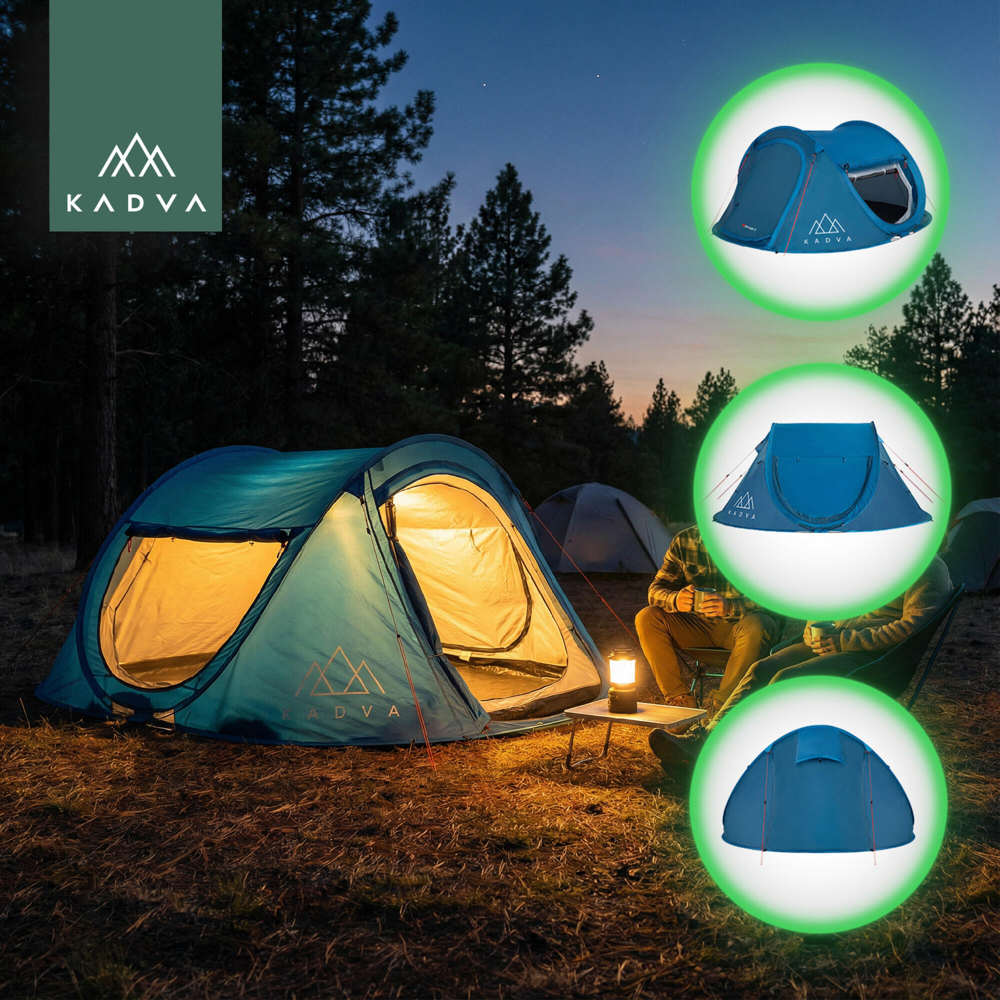 KADVA Tartuga 3 barraca de acampamento para 3 pessoas 4/7