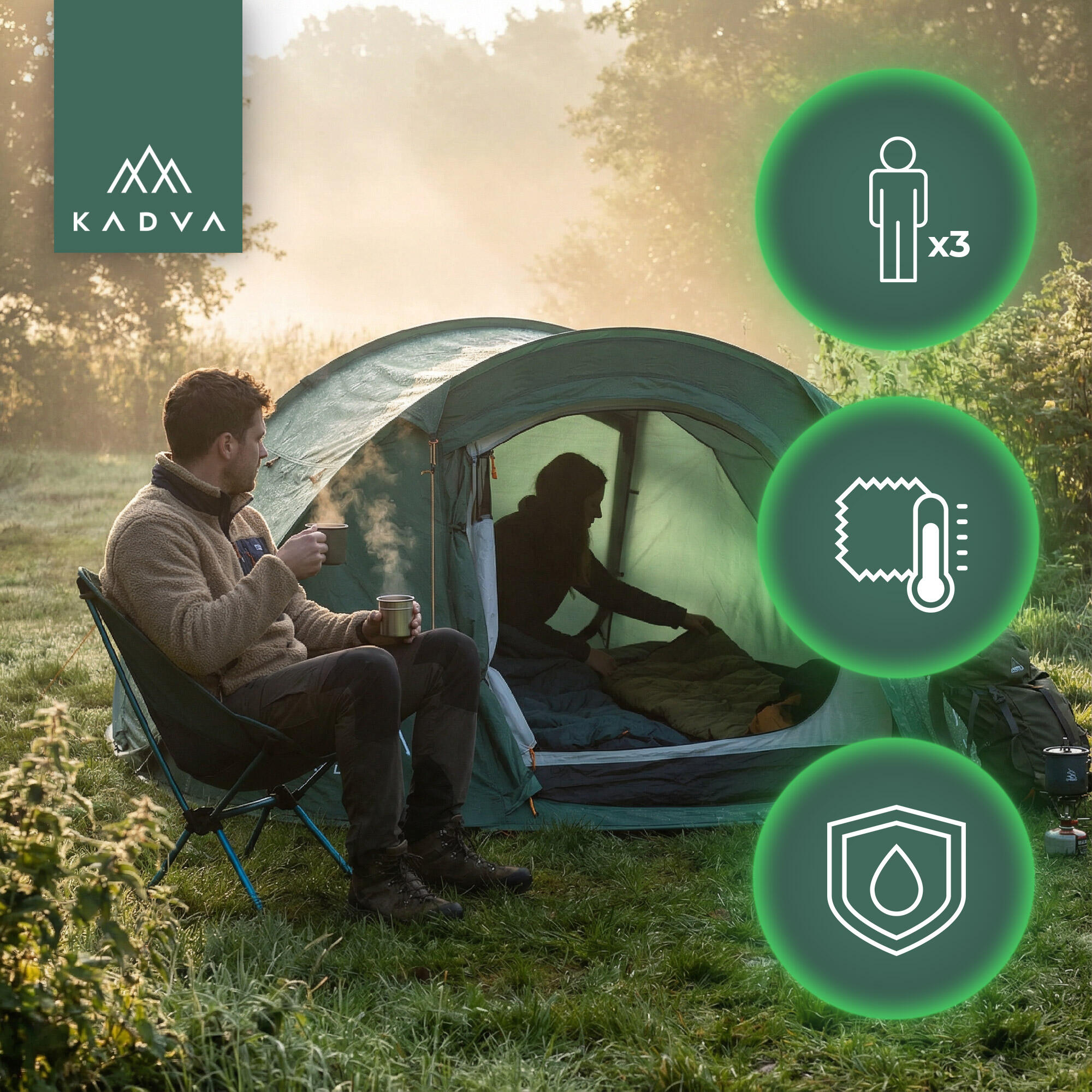 KADVA Tartuga 3 3-Personen-Campingzelt 3/7