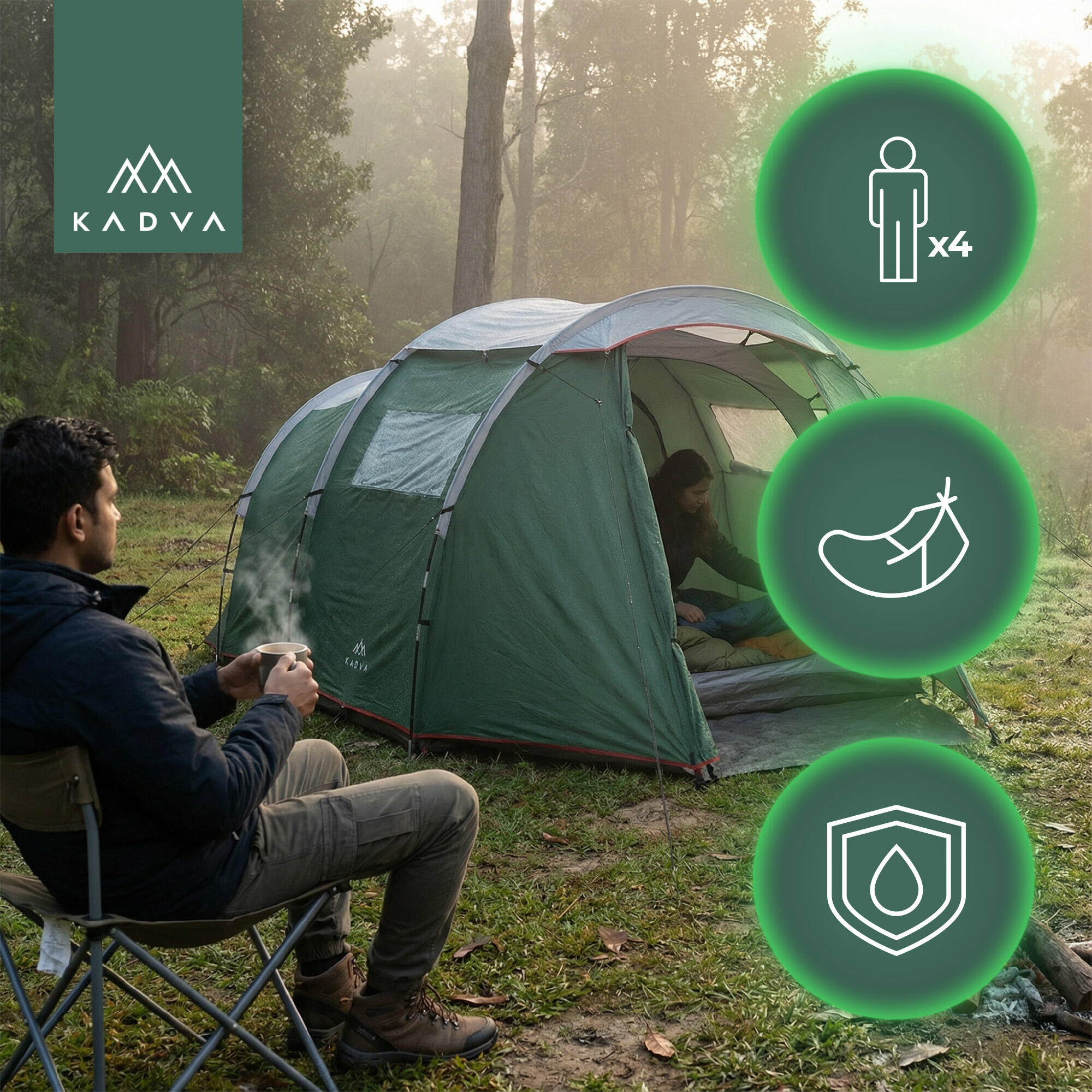 Barraca de camping para 4 pessoas KADVA Kavio 4.4 3/7