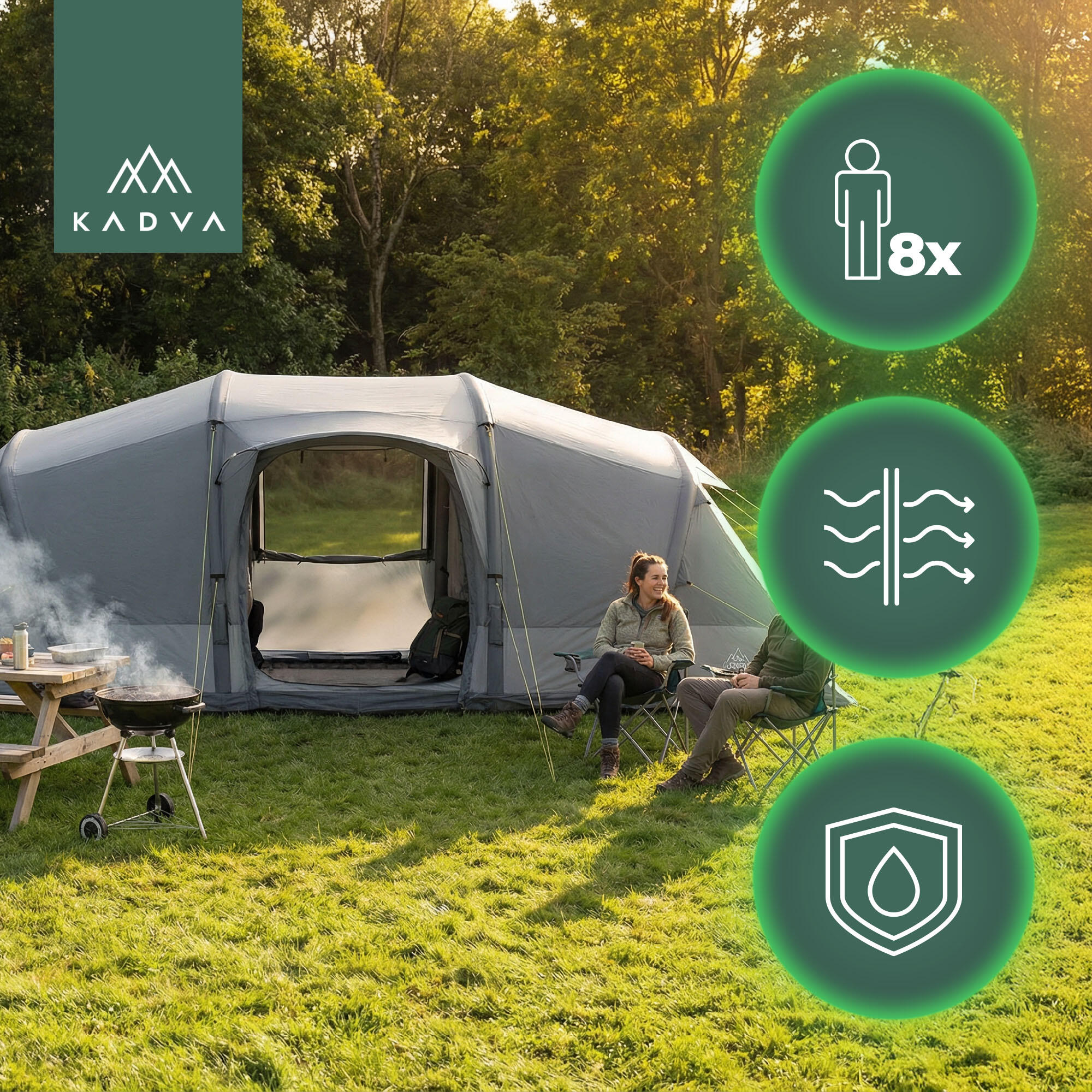 Tente de camping KADVA AIRcamp 8.44 8 personnes 3/7