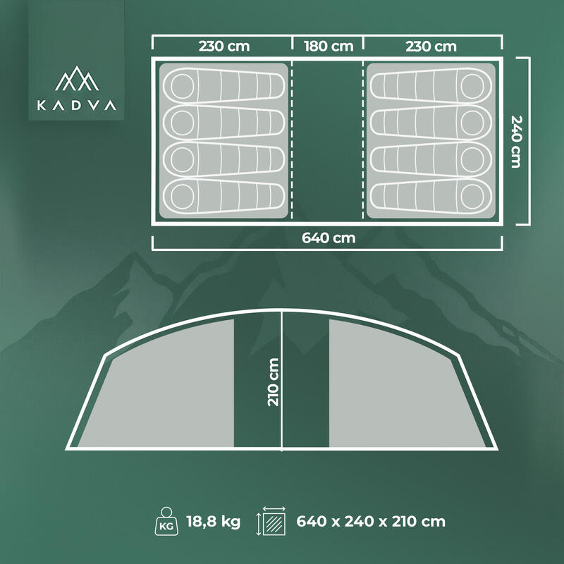 KADVA AIRcamp 8.44 Cort de camping pentru 8 persoane